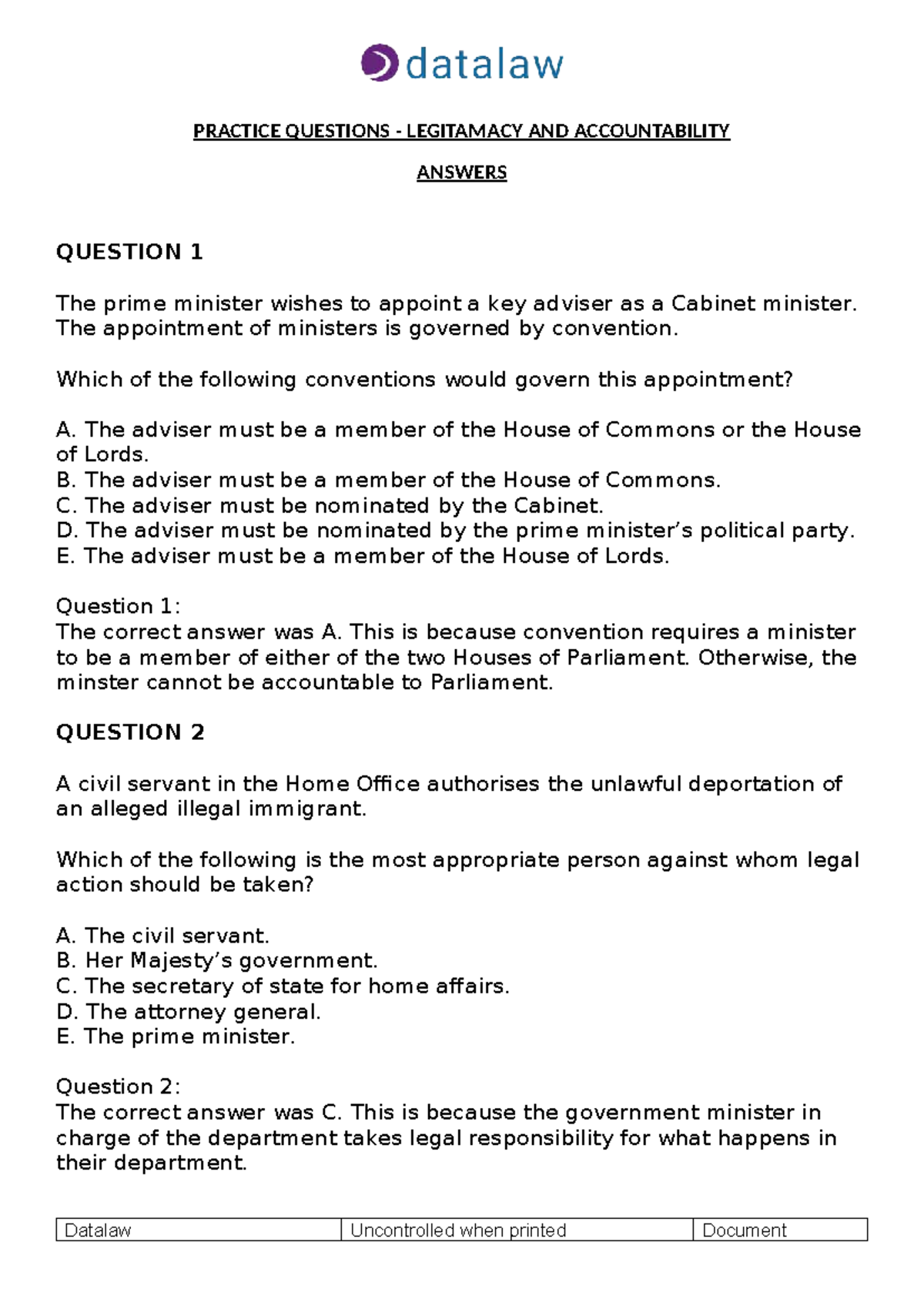 Practice Questions: Legitimacy & Accountability Answers (LAW 101) - Studocu