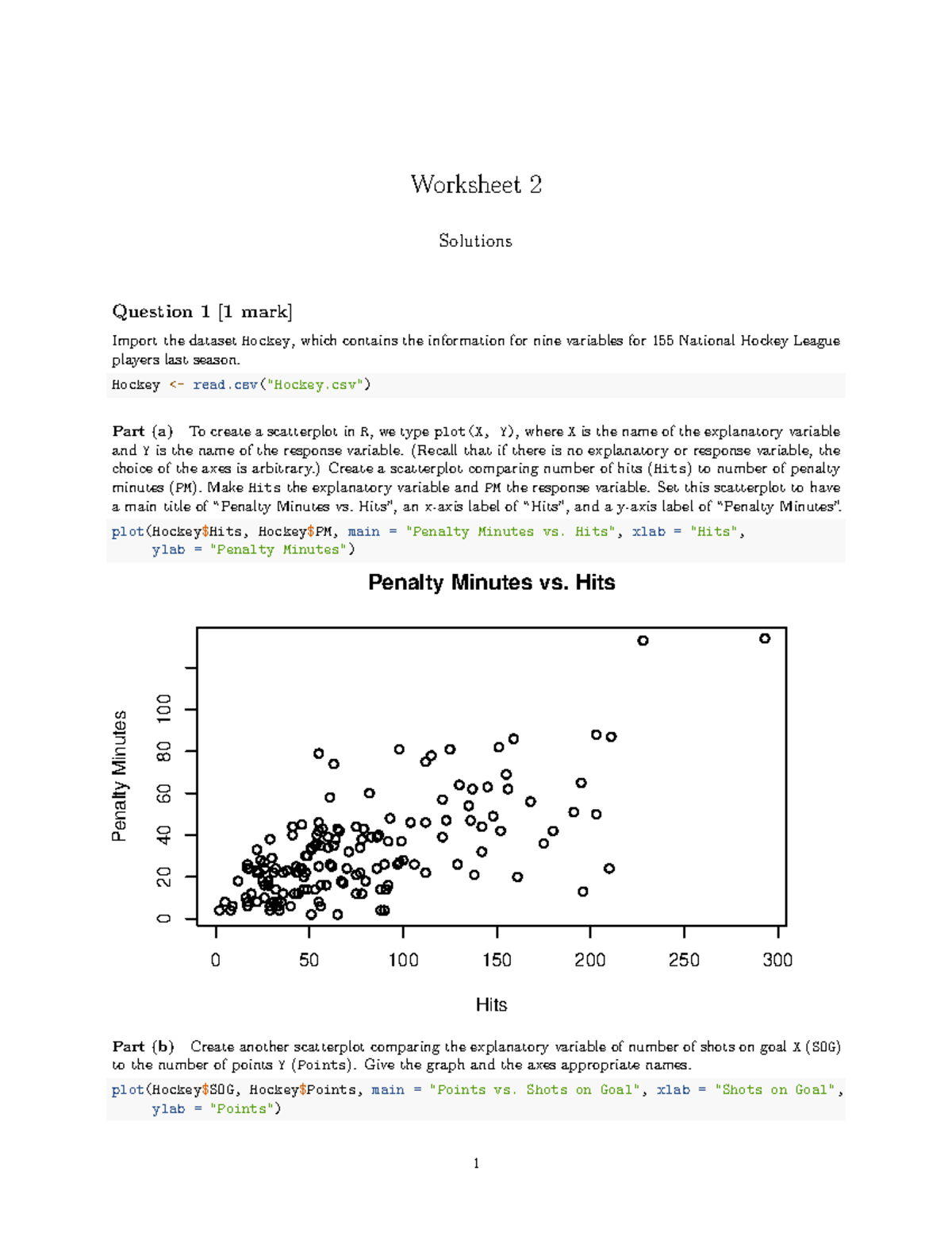 STAT 1000 Tutorial 2 Solutions: Scatterplots & Regression Analysis ...
