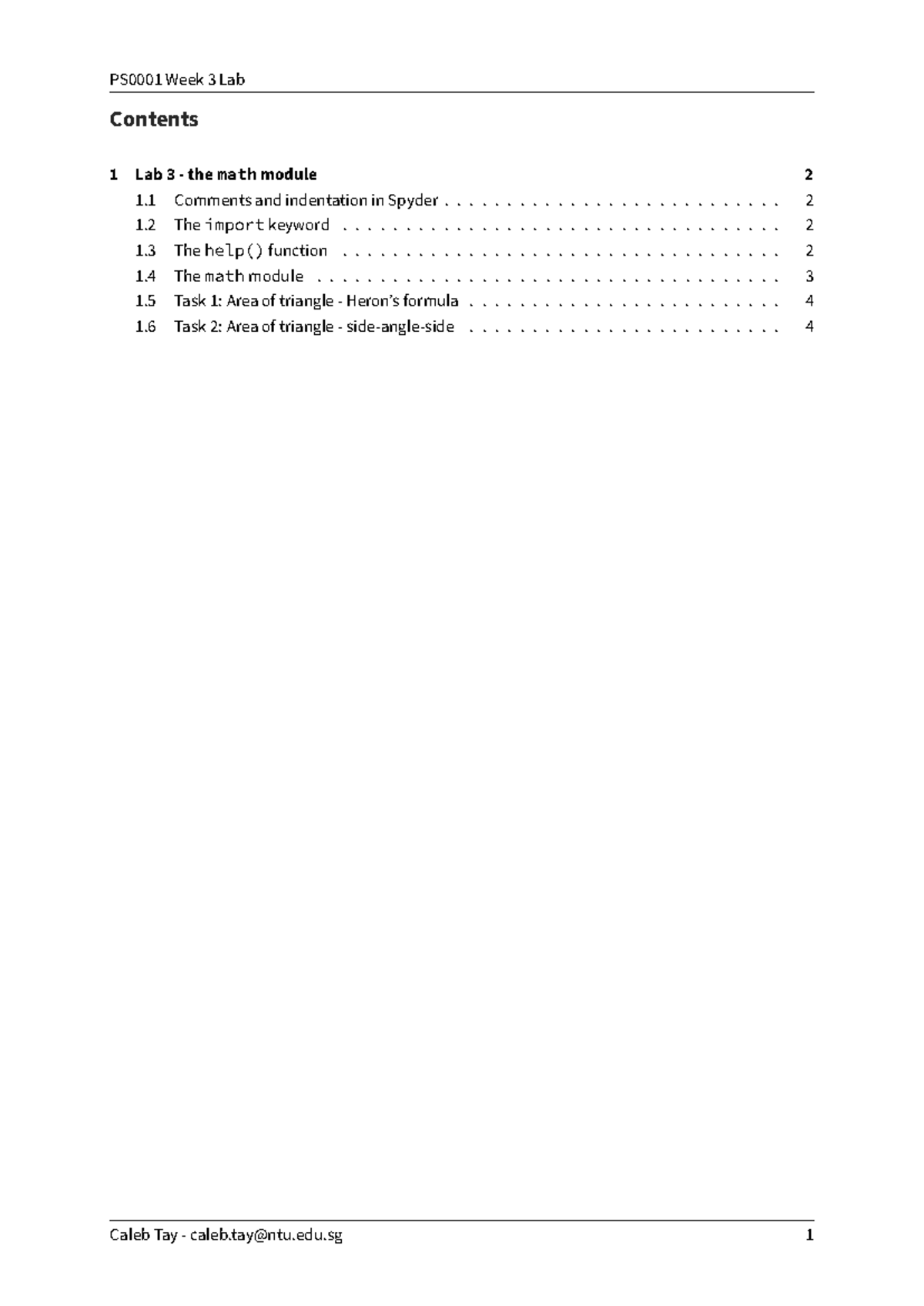 PS0001 Week 3 Lab - Exploring the Math Module in Python - Studocu