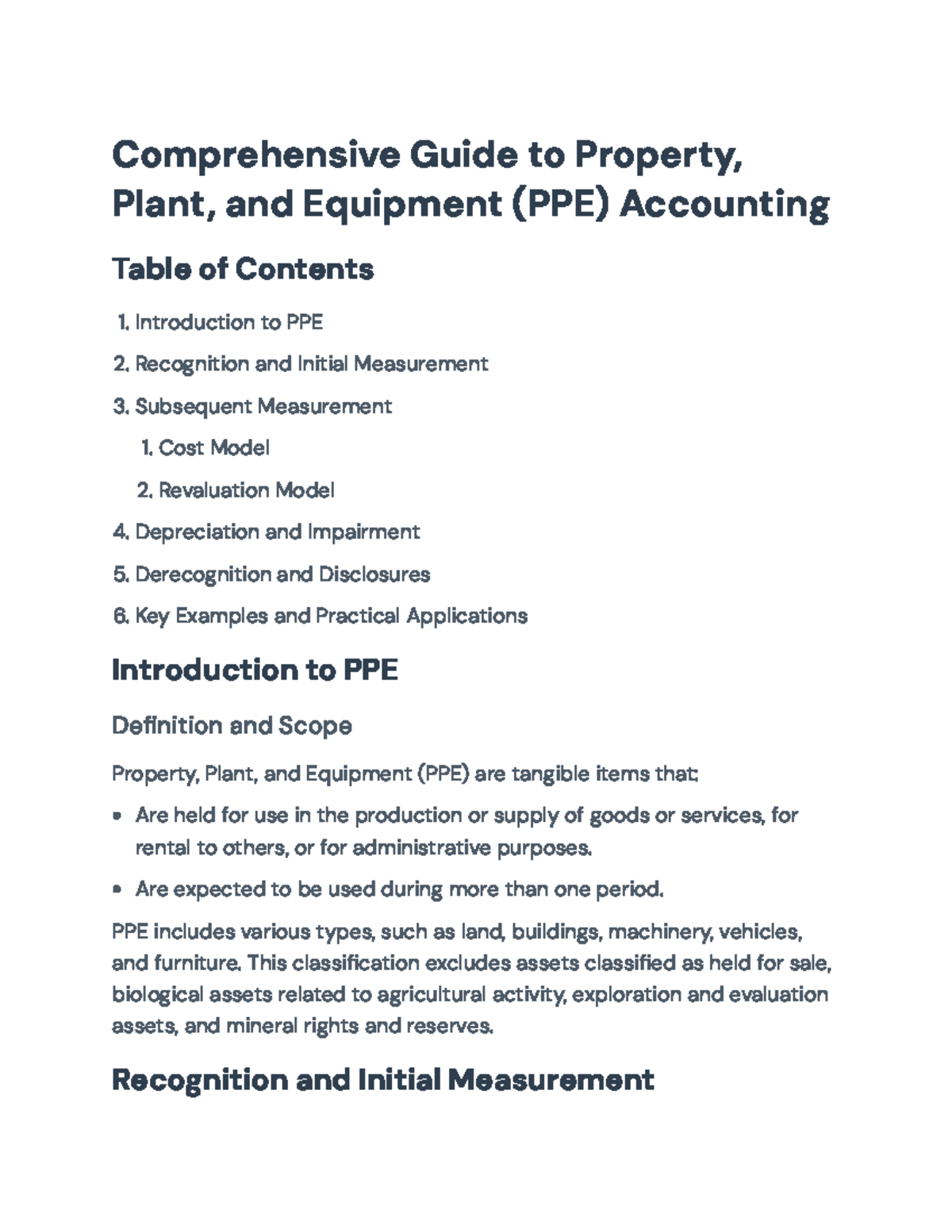Comprehensive Guide to PPE Accounting (ACC 101): Recognition ...