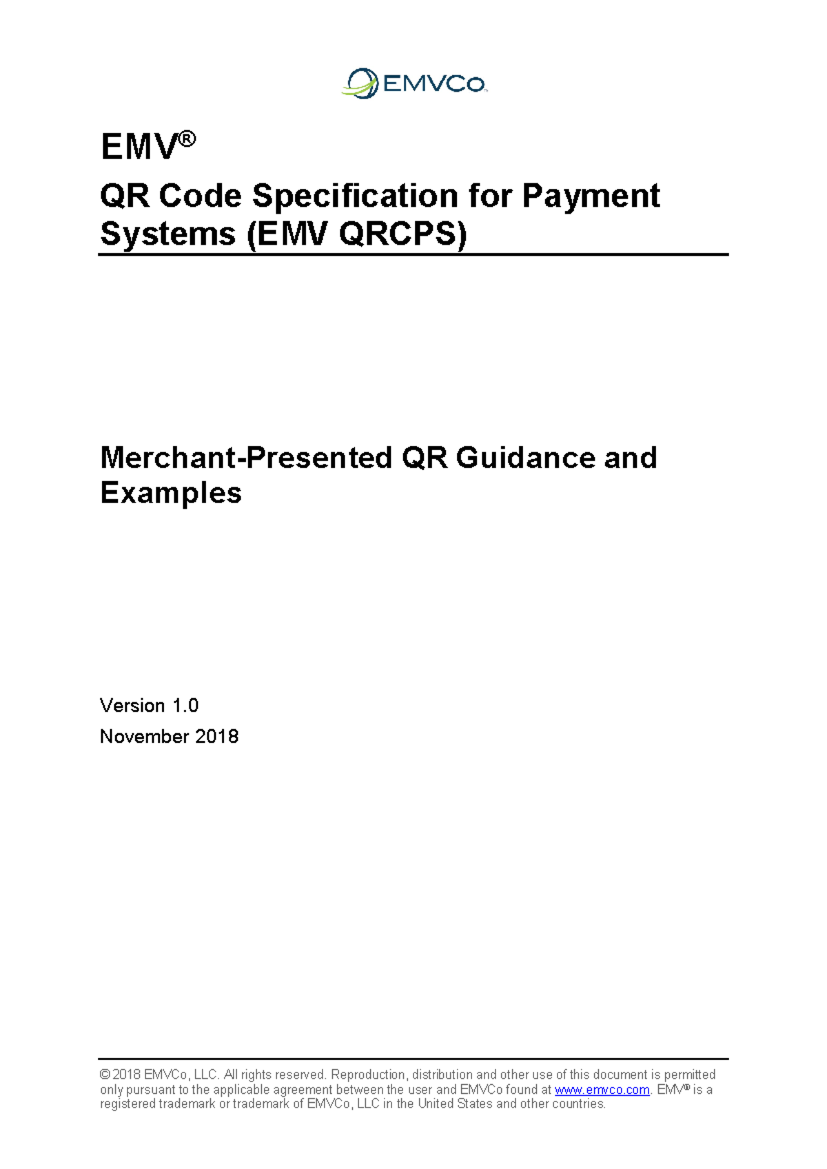 EMV Merchant QR Guidance and Examples 1 - © 2018 EMVCo, LLC. All rights ...