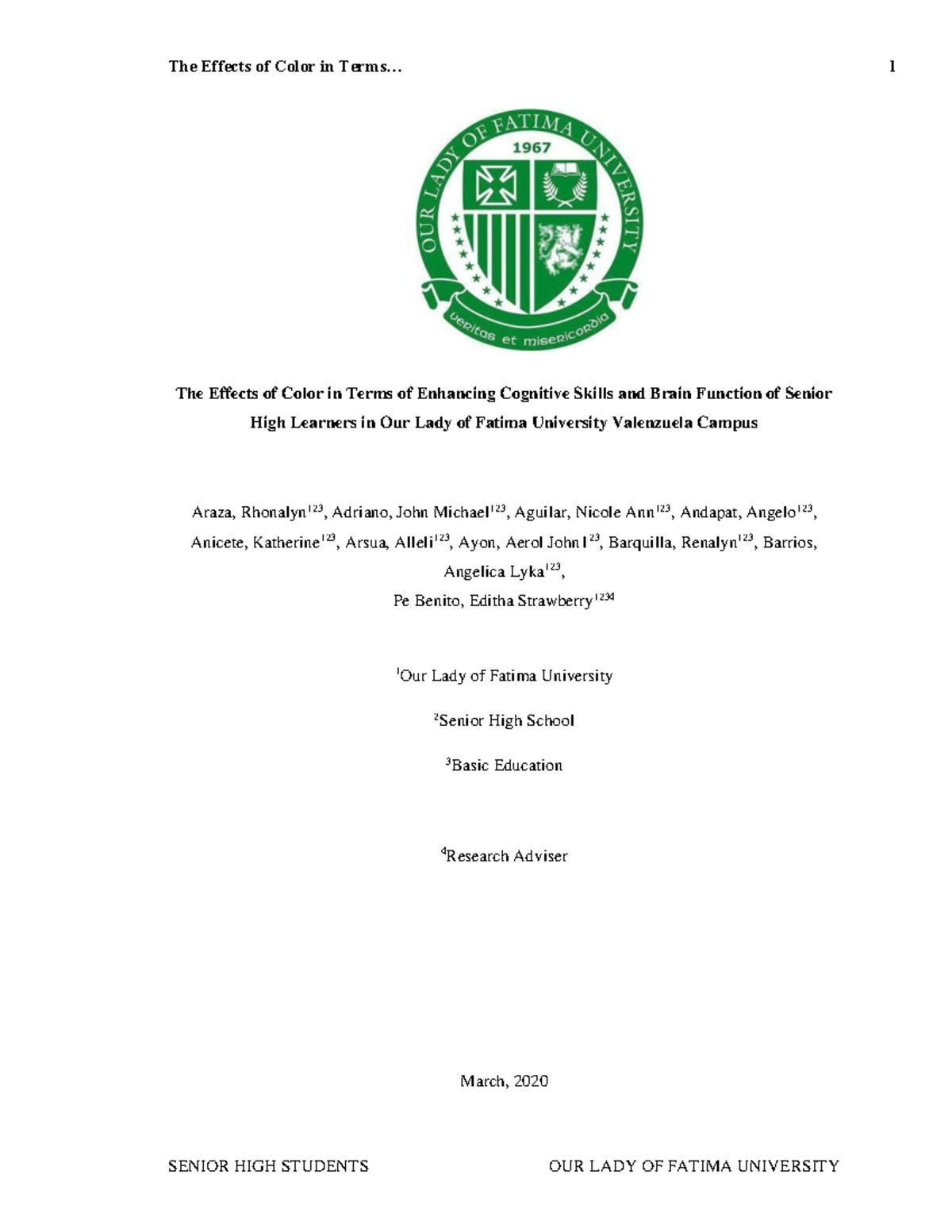 The Impact of Color on Cognitive Skills in Senior High Learners (123 ...