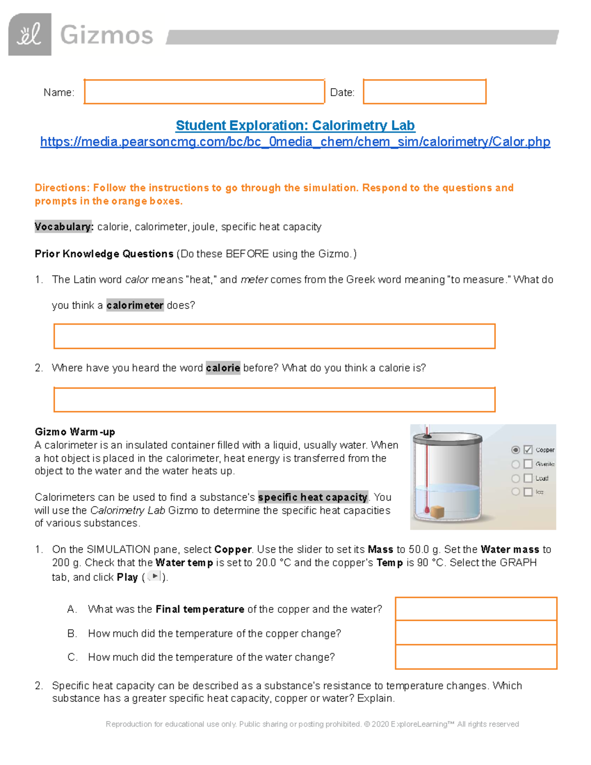 2025-5-12 Calorimetry Lab Simulation Exploration and Analysis - Studocu