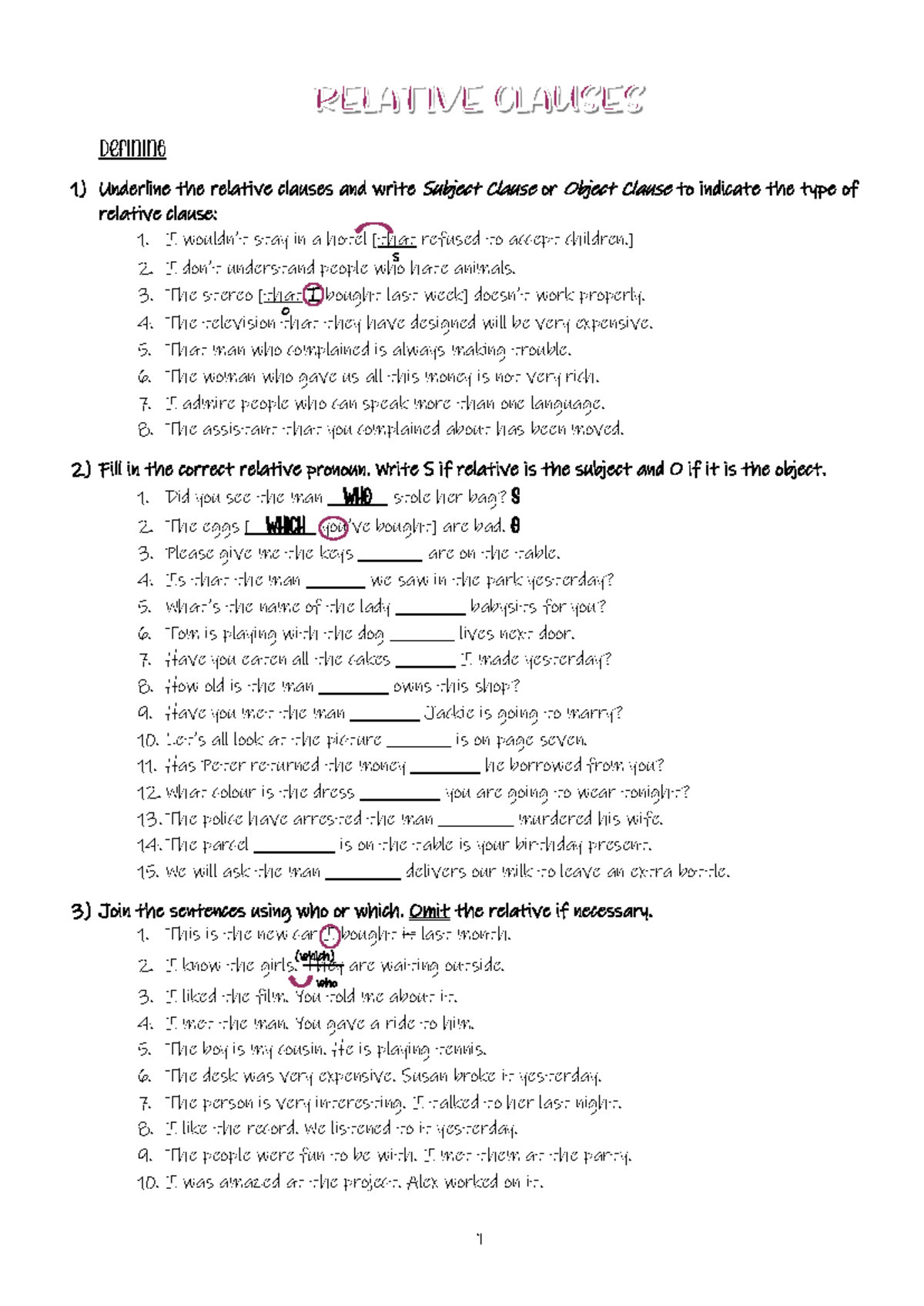 Relative Clauses Exercises for English Language Learners (ENG101) - Studocu
