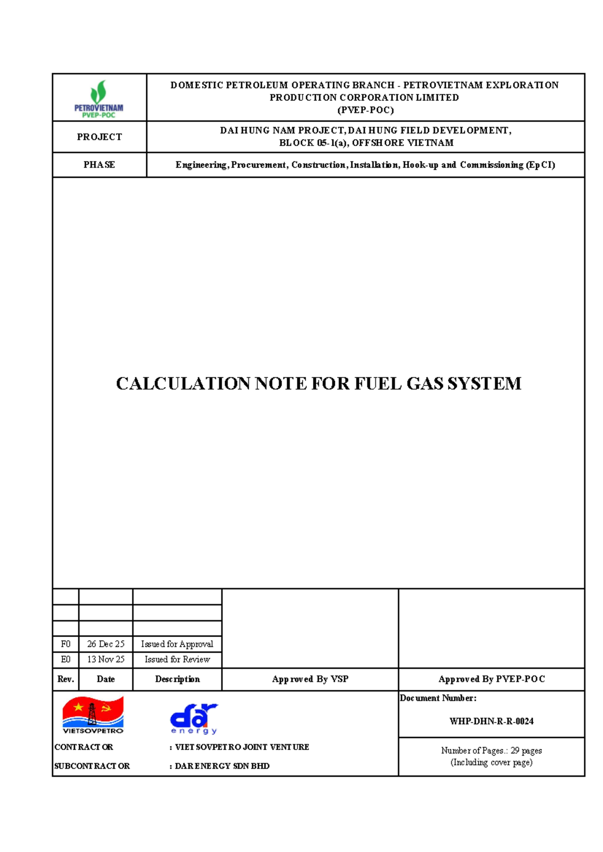 DAI HUNG NAM PROJECT (WHP-DHN-R-R-0024 F0) Fuel Gas System Calculation ...