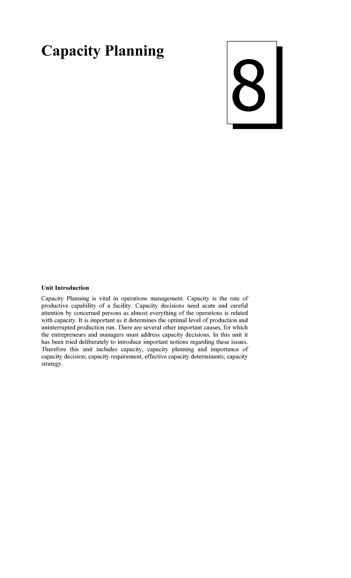 Unit-08 of capacity planning - GIET University - Studocu