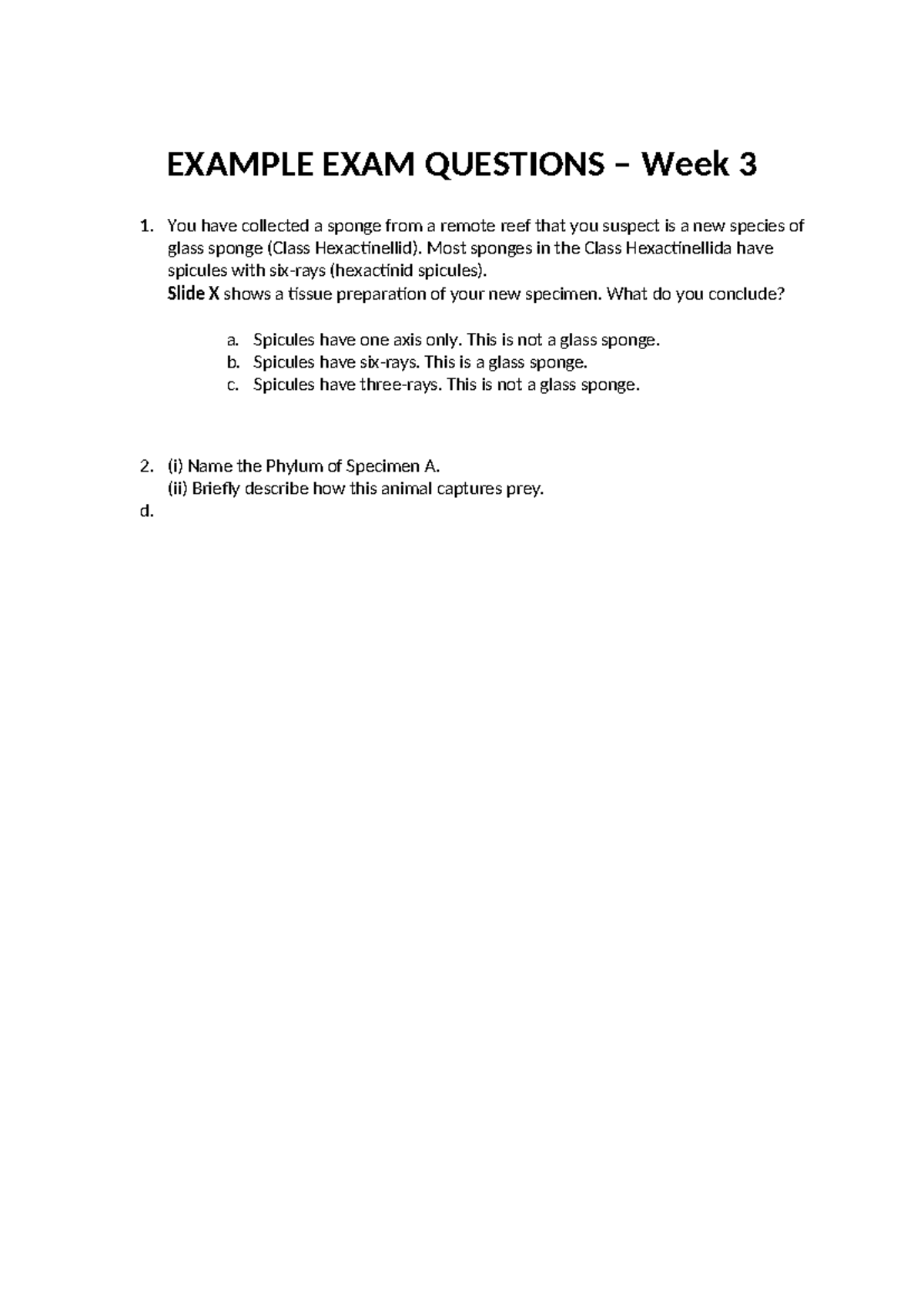 Example Prac Exam Questions Weeks 3-5 2024 - Studocu