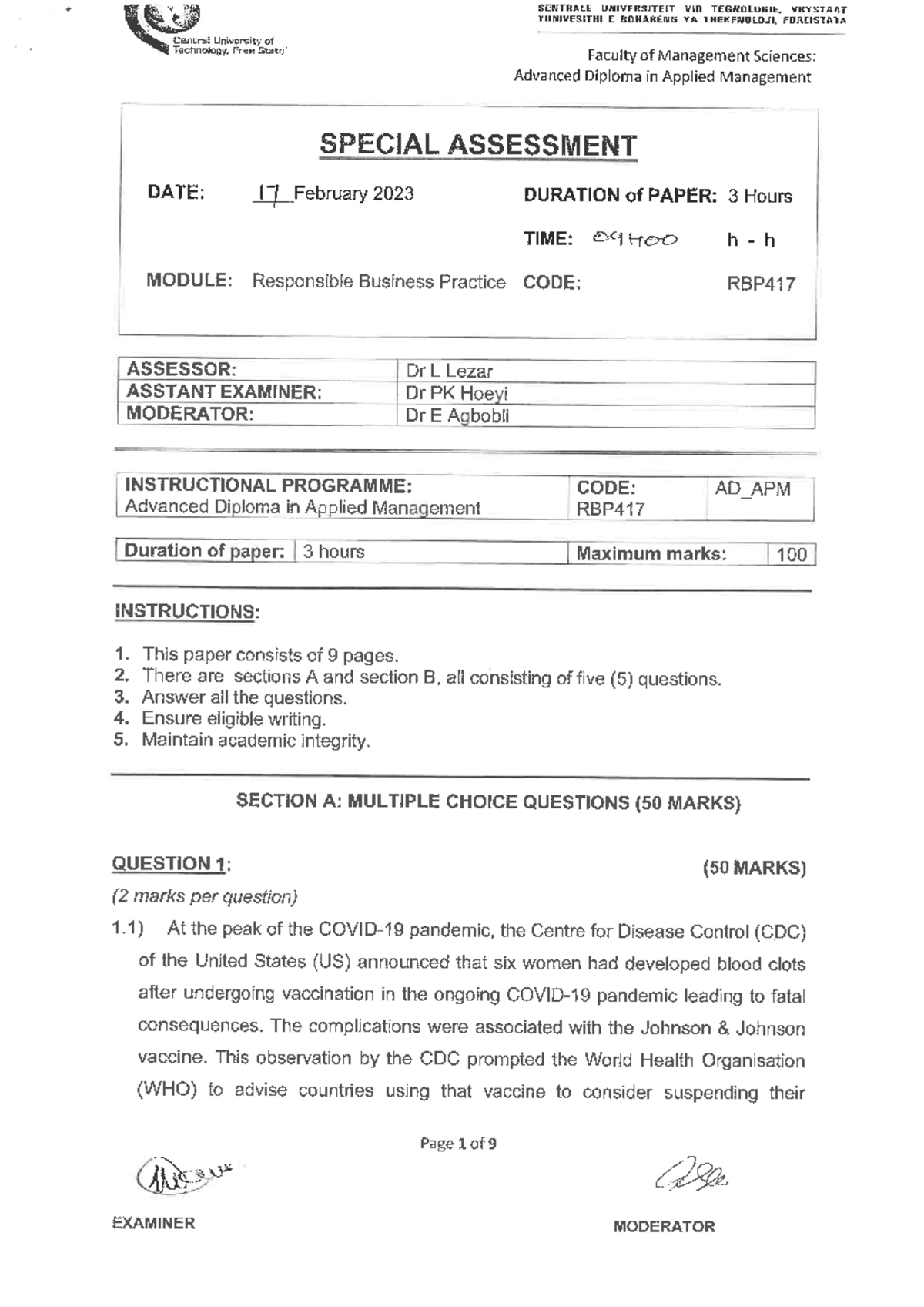 RBP417 Final Exam 2023: Responsible Business Practice Overview - Studocu