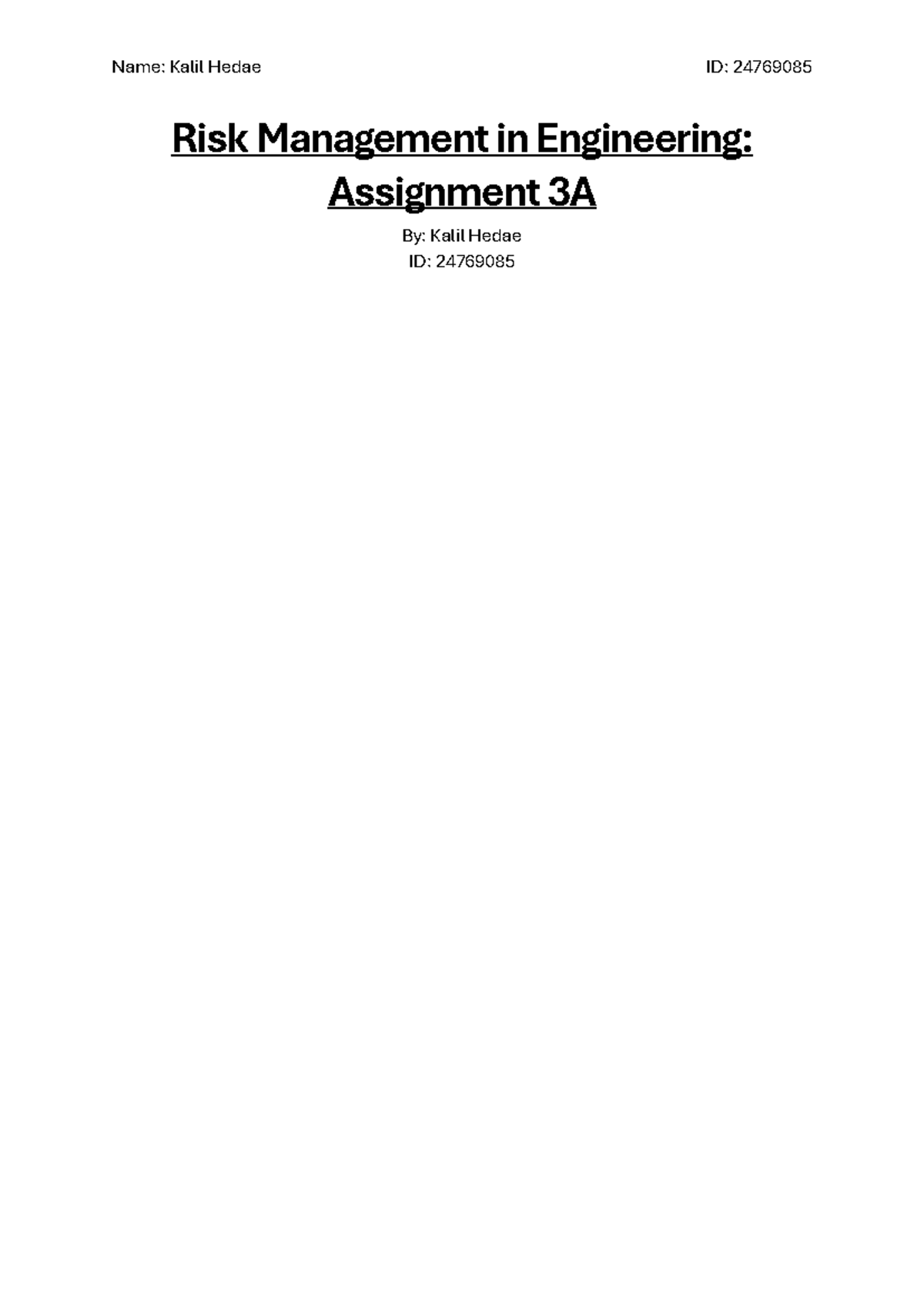 Risk Management in Engineering (49006): Assignment 3A - West Gate ...