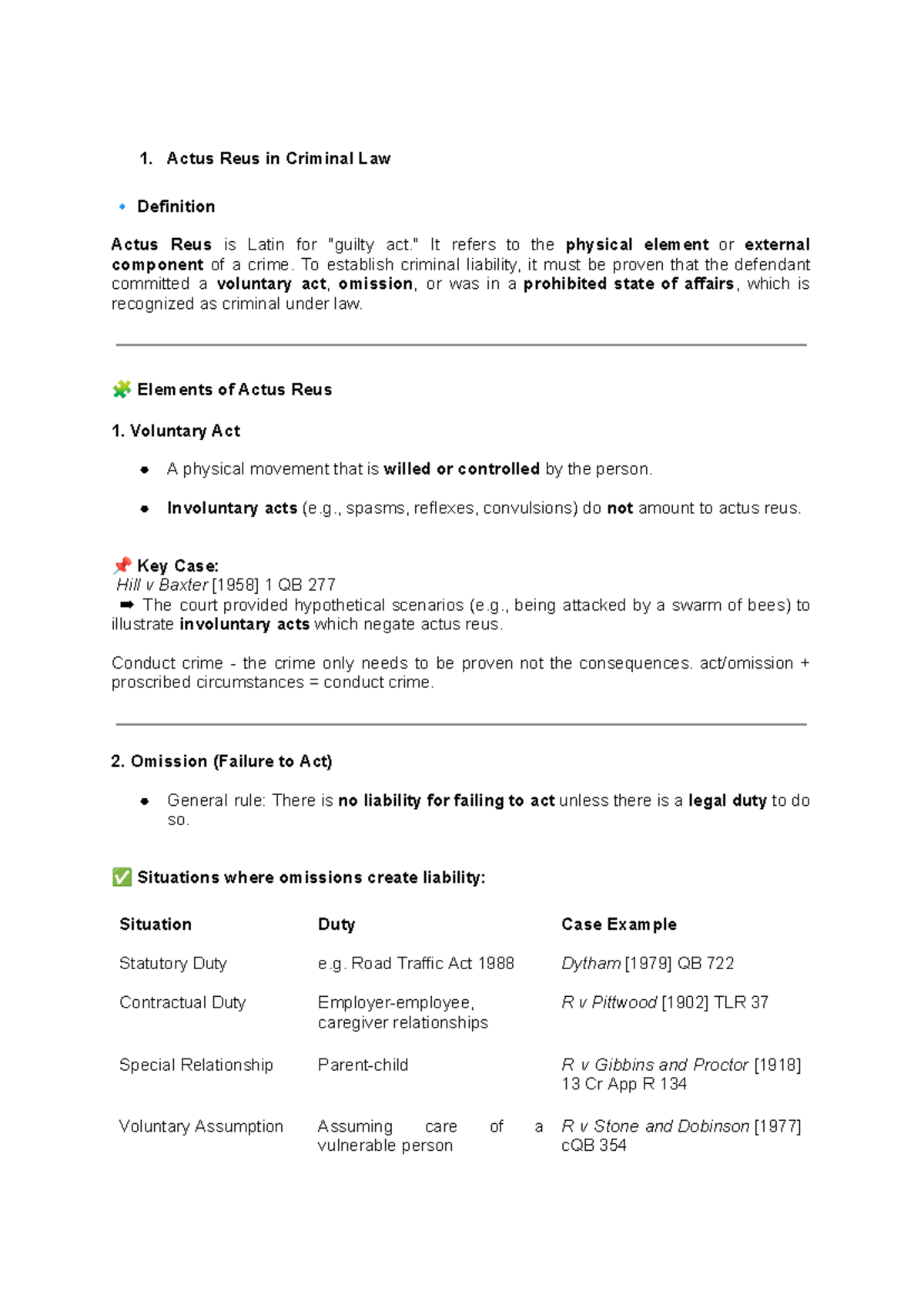 Criminal Law (CL101): Summary of Key Concepts and Case Law - Studocu