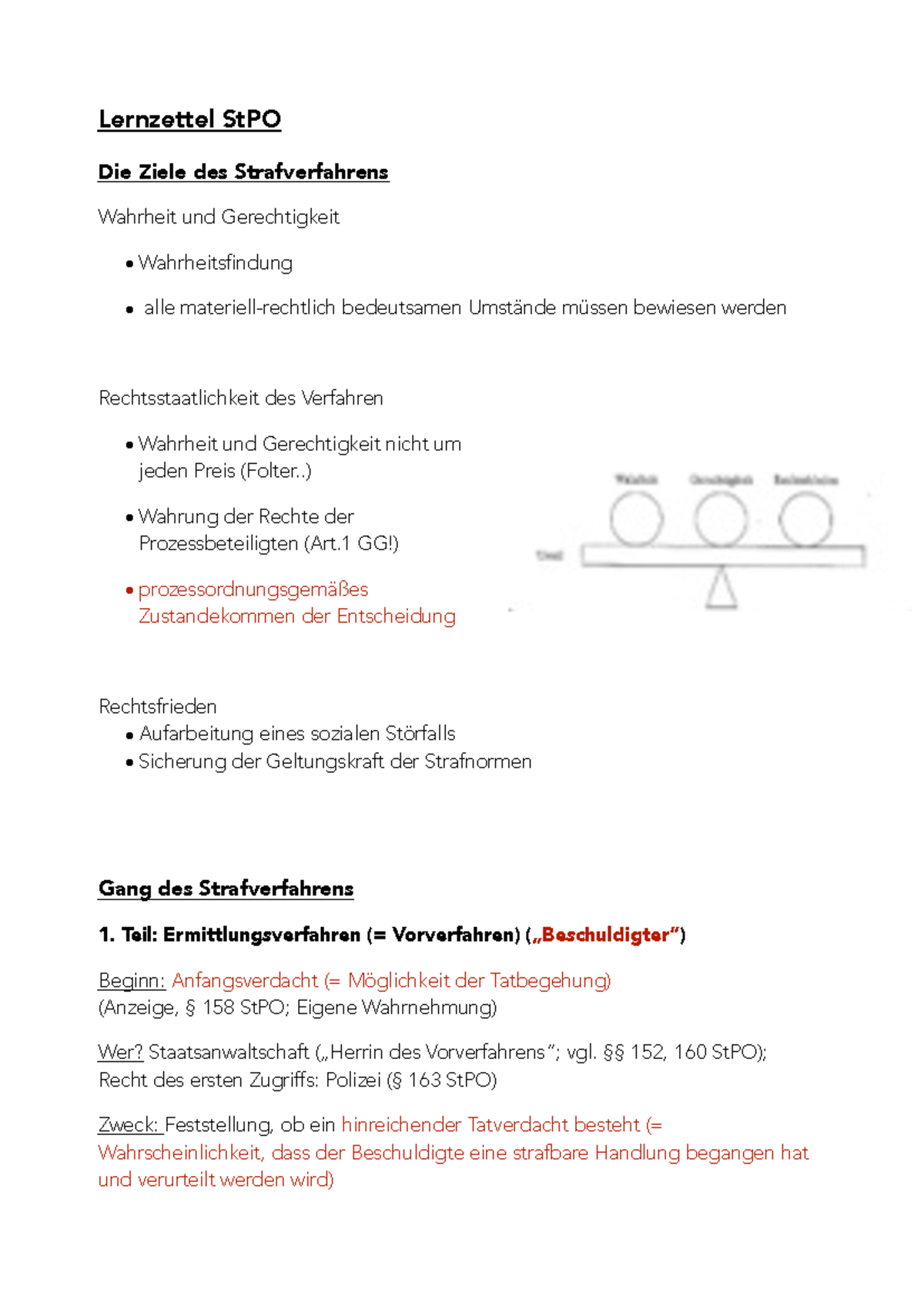 Lernzettel StPO: Schlüsselkonzepte und Prozessmaximen im Strafverfahren ...