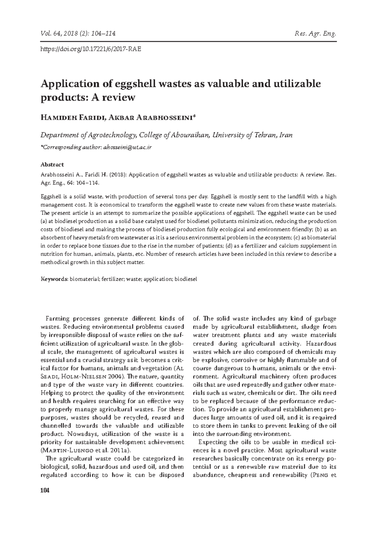 Www rae-2018 02-0008 - learning - Application of eggshell wastes as ...