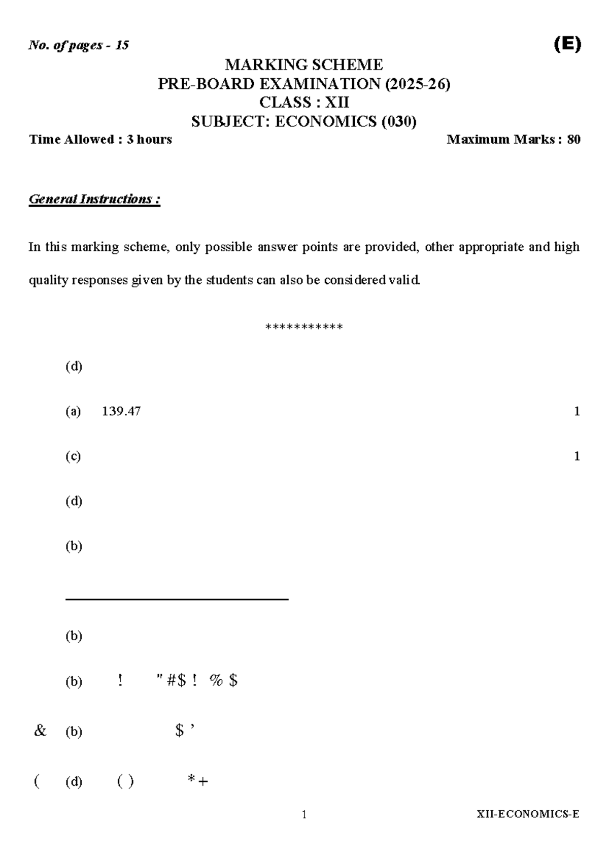 XII Economics Pre-Board Exam Marking Scheme (2025-26) - Studocu