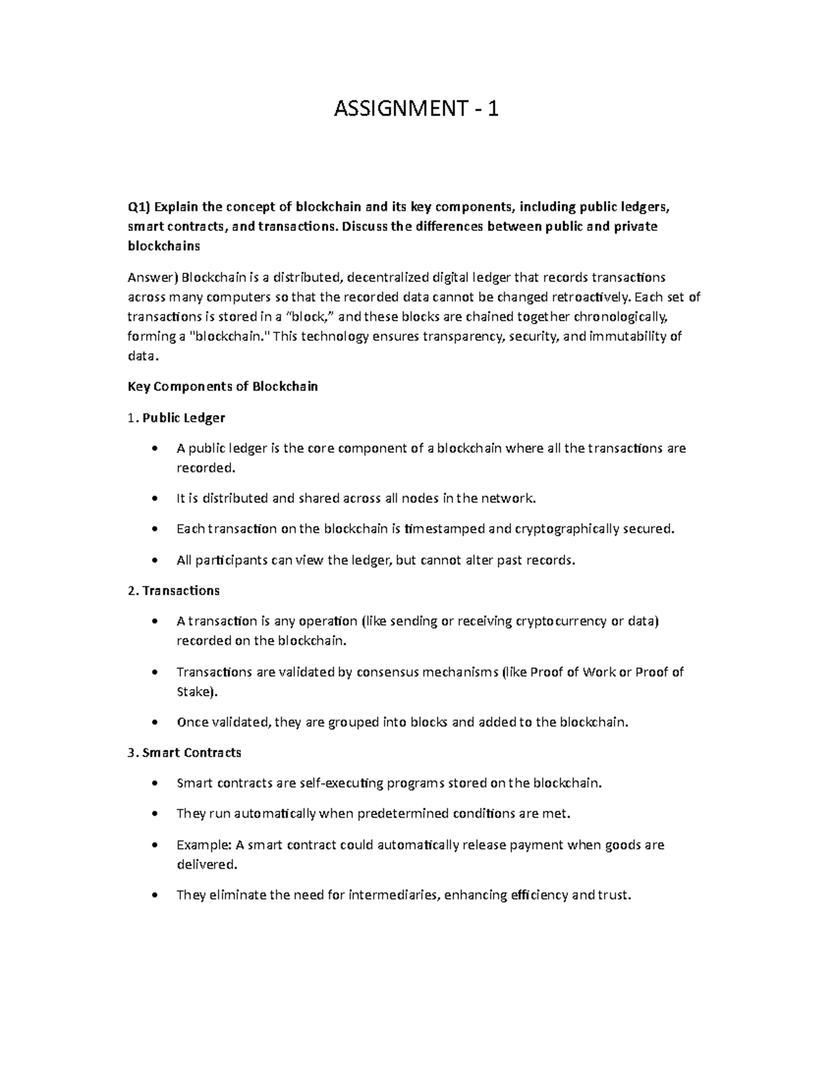 Blockchain Concepts and Applications: Assignment 1 (Q1-Q3) Insights ...