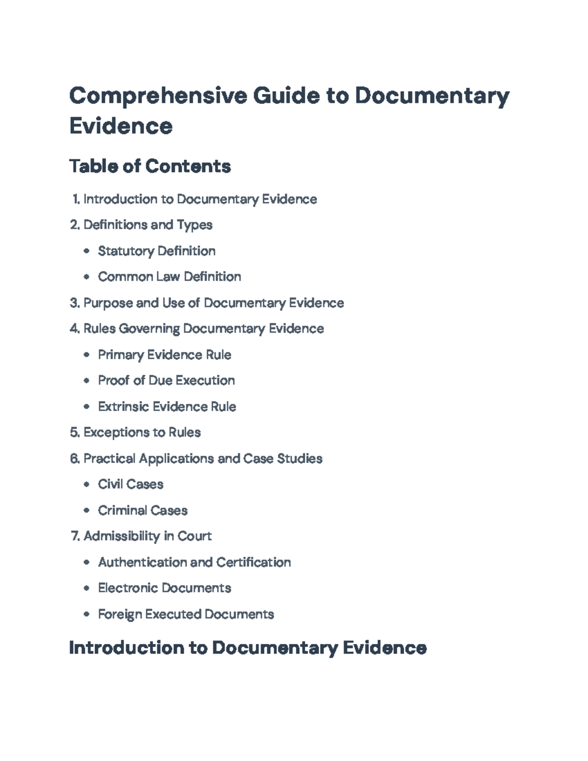 Comprehensive Guide to Documentary Evidence (Legal Studies 101 ...