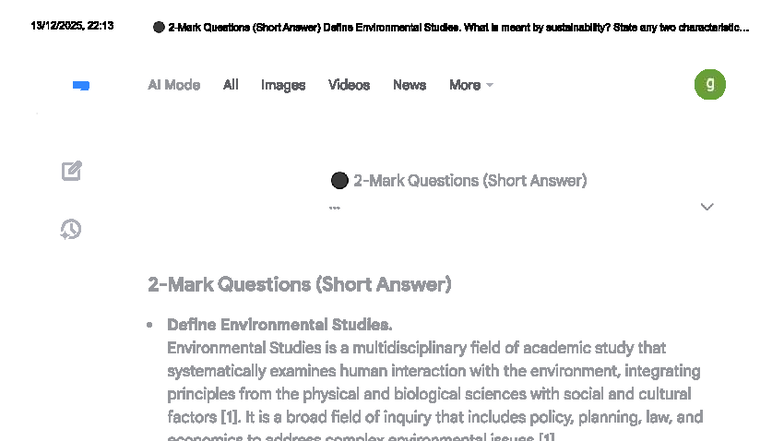 22:13 Short Answer Questions on Environmental Studies and ...