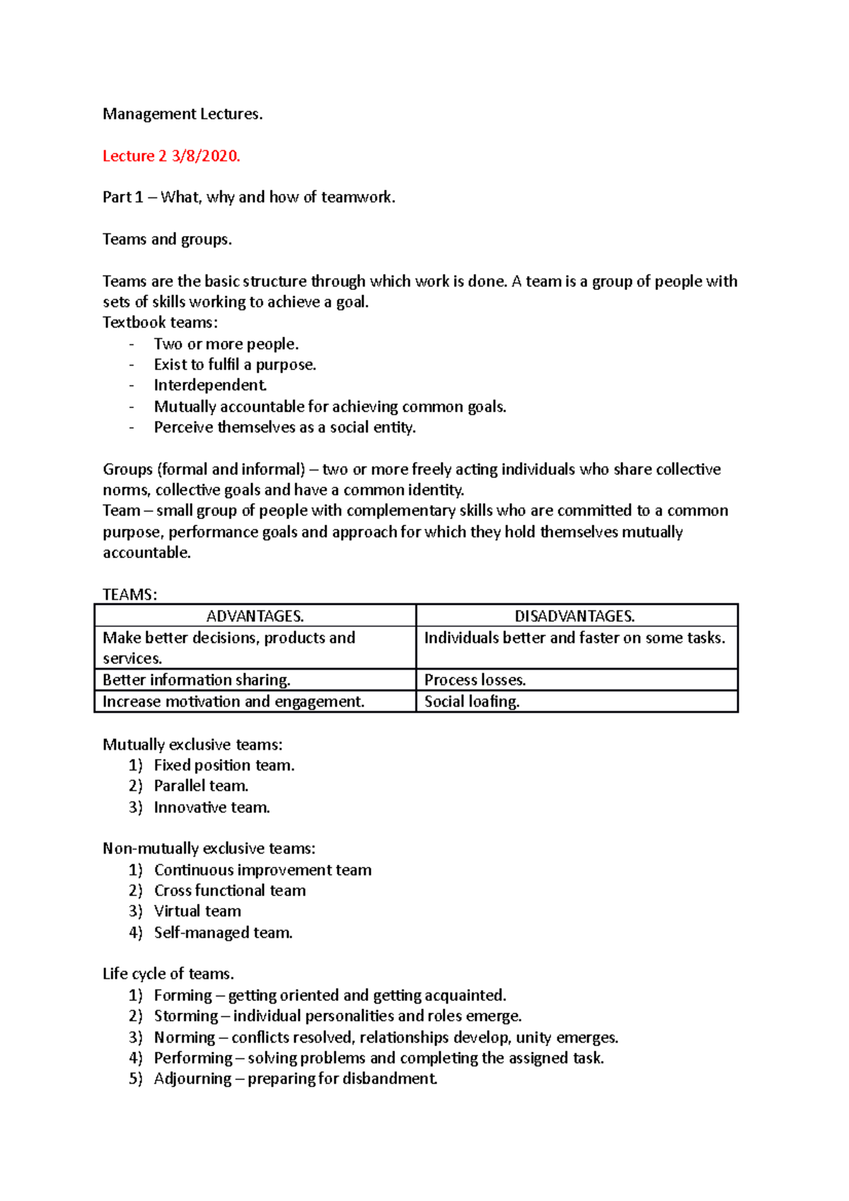 Week 2 Lecture - Management Lectures. Lecture 2 3/8/2020. Part 1 – What ...