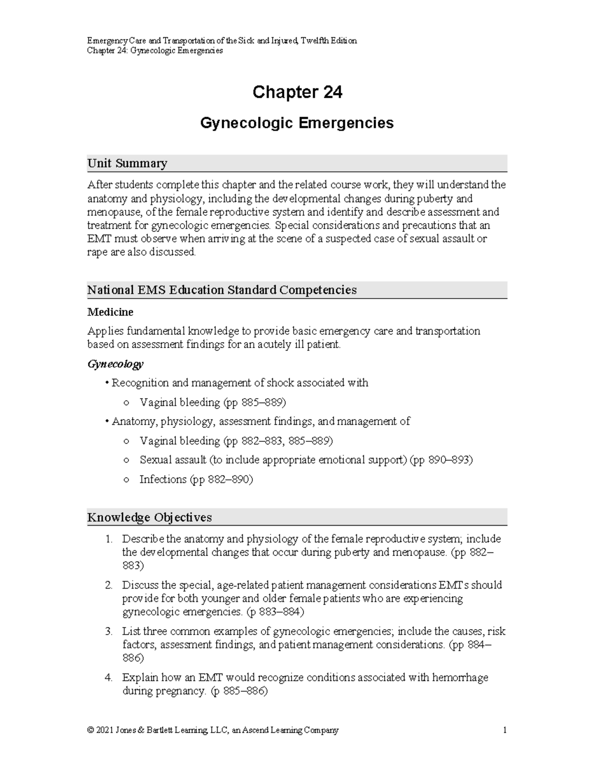 Gynecologic Emergencies Overview - EMT Course (EMT 101) Final Exam ...