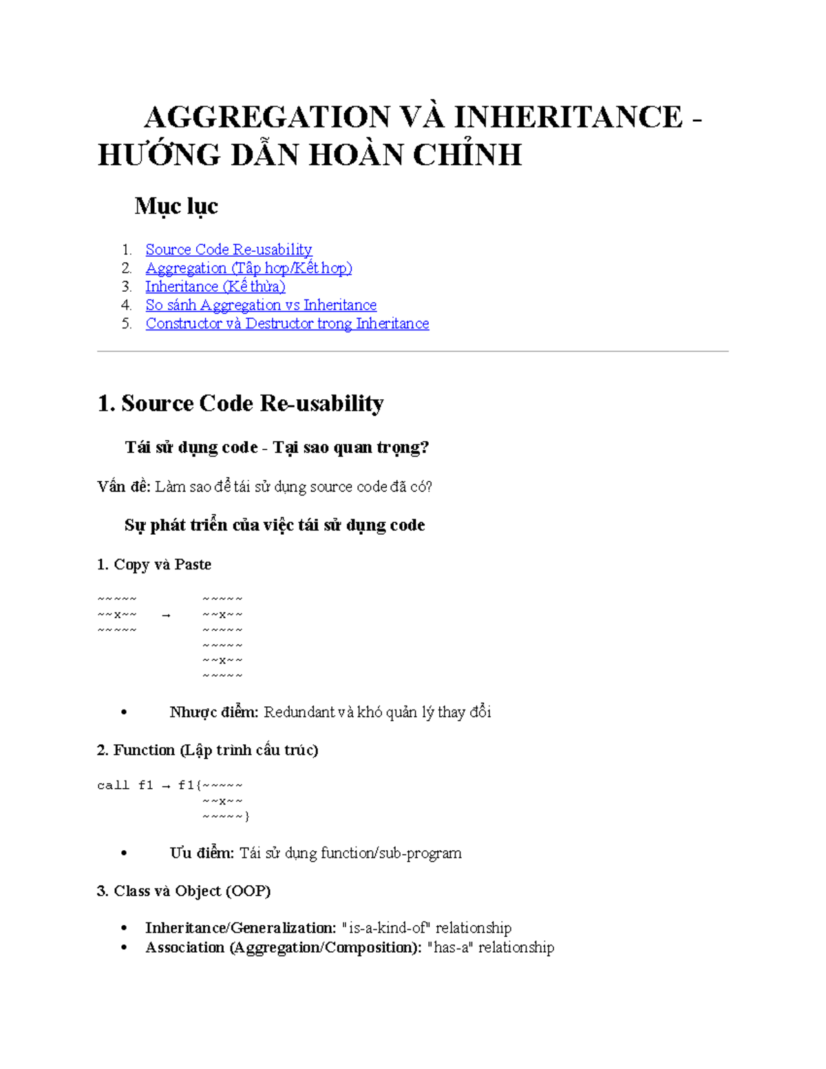 🔄 HƯỚNG DẪN VỀ AGGREGATION VÀ INHERITANCE TRONG OOP - Studocu