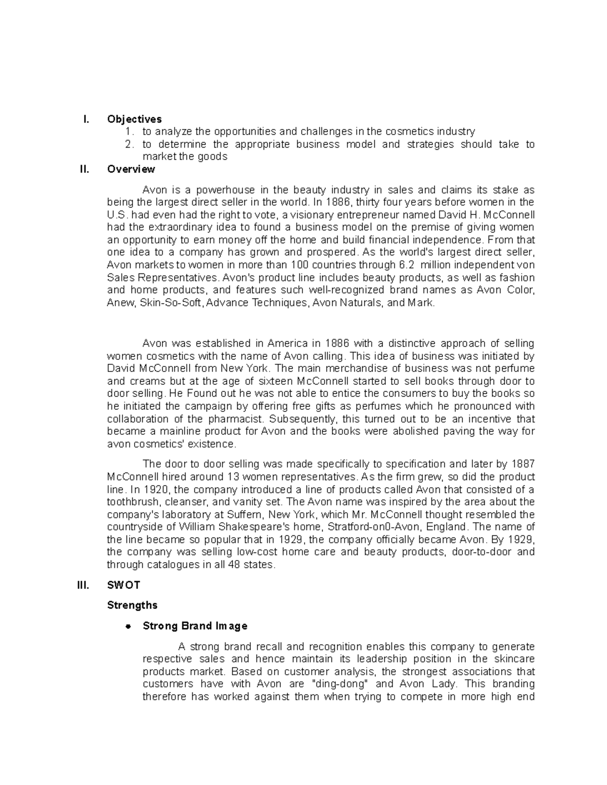AVON Case Study: Analyzing Opportunities and Challenges in Cosmetics ...
