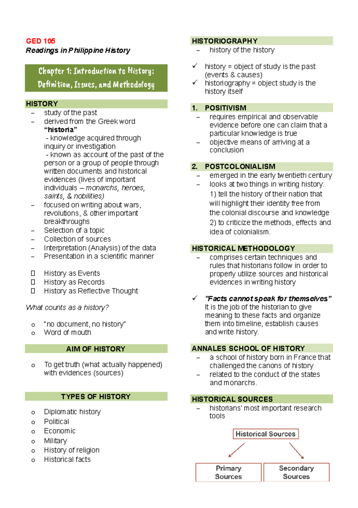 GED 105: Chapter 1 - Introduction to History and Historical Methodology ...