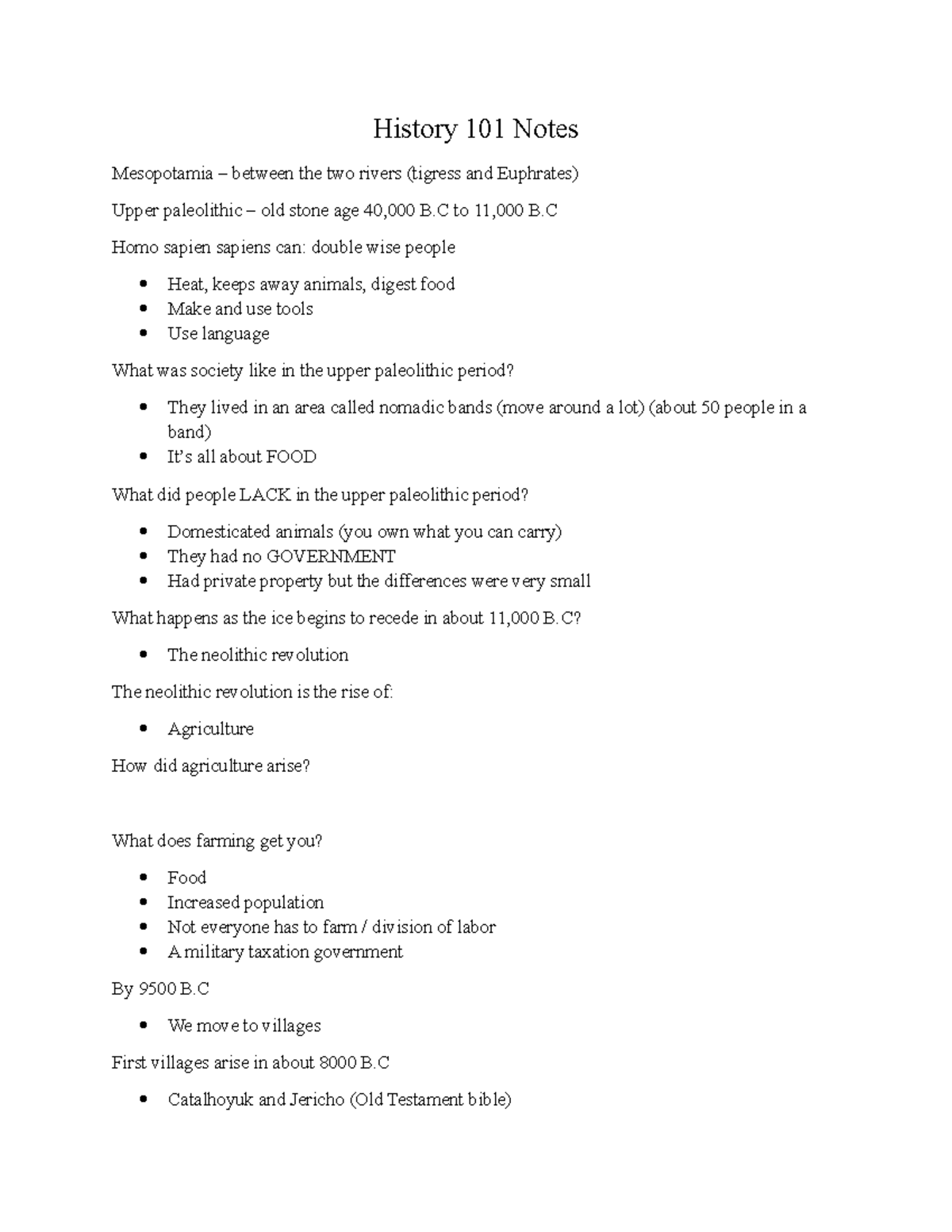 History 101: Notes on Mesopotamia and the Rise of Early Civilizations ...