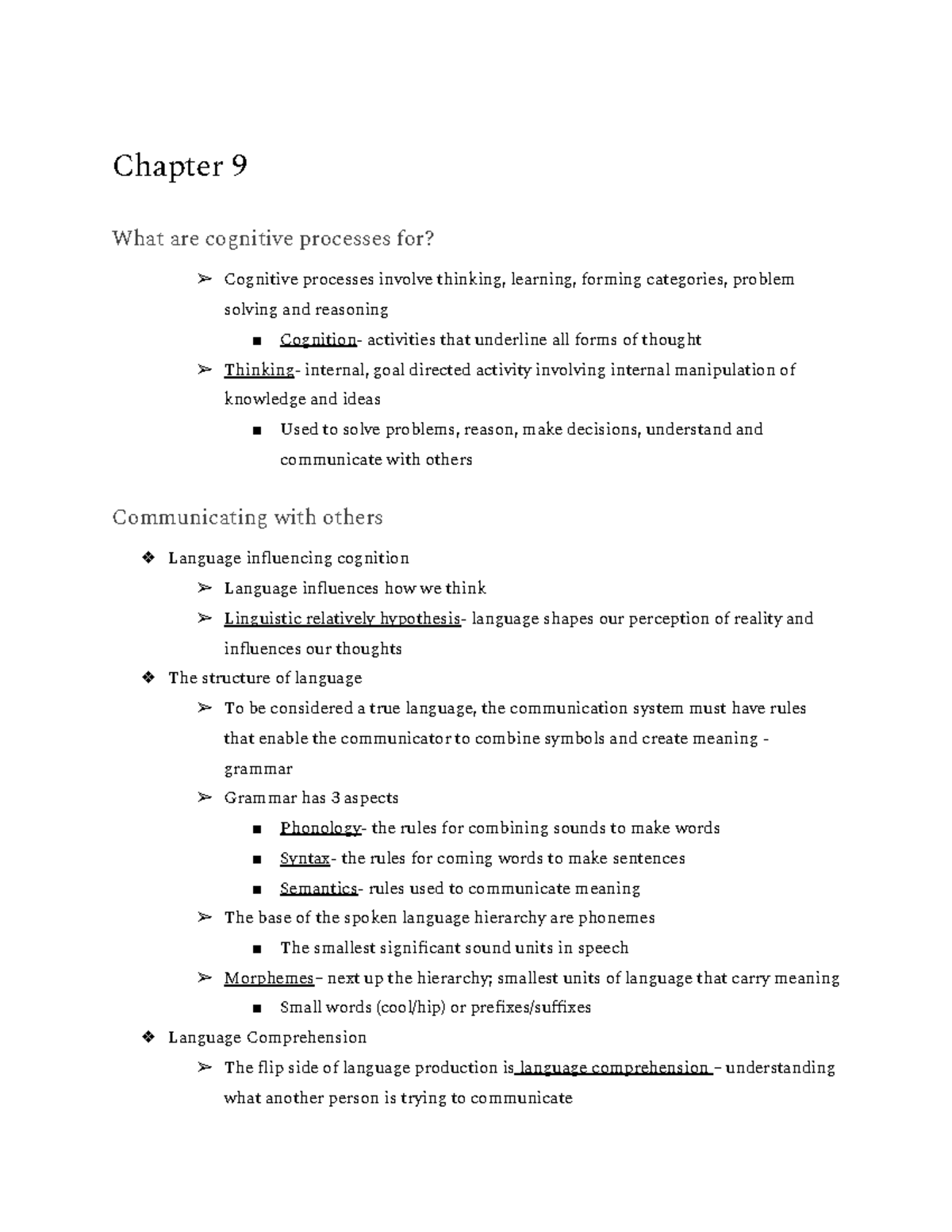 Chapter 9: Cognitive Processes and Language - Studocu