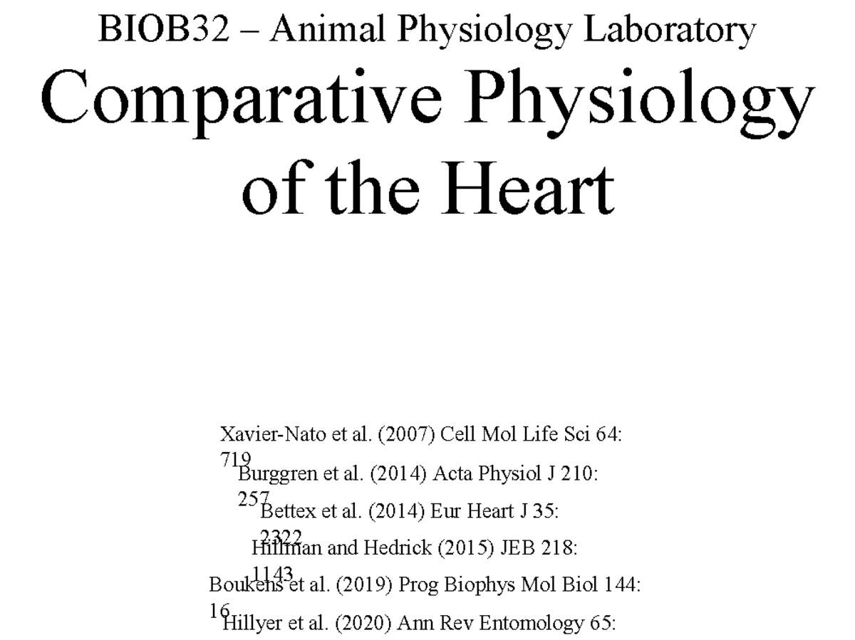 Comparative+Physiology+of+the+Heart - BIOB32 – Animal Physiology ...