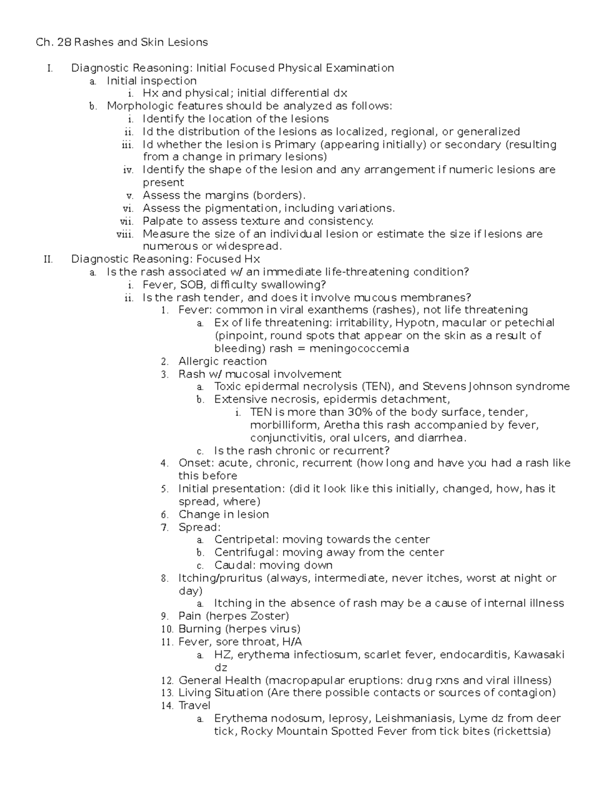 Ch. 28 Notes on Rashes and Skin Lesions in Physiology and Anatomy - Studocu