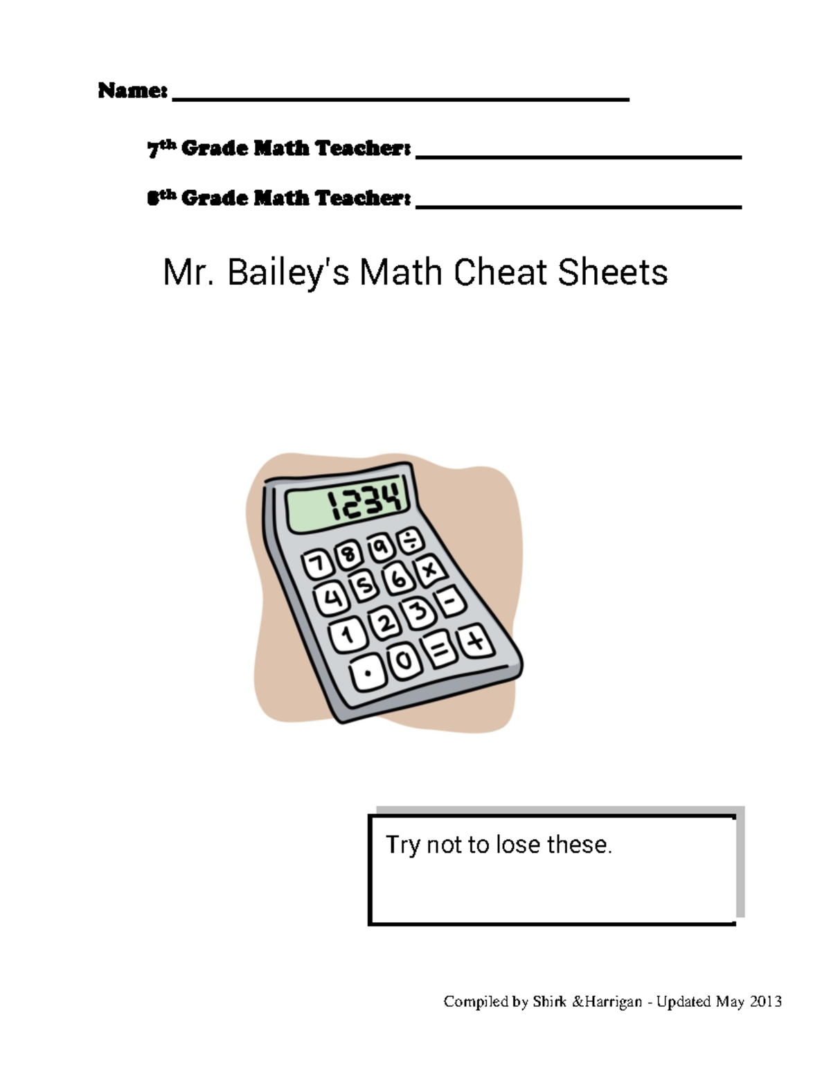 7th & 8th Grade Math Cheat Sheets: Essential Algebra Concepts - Studocu
