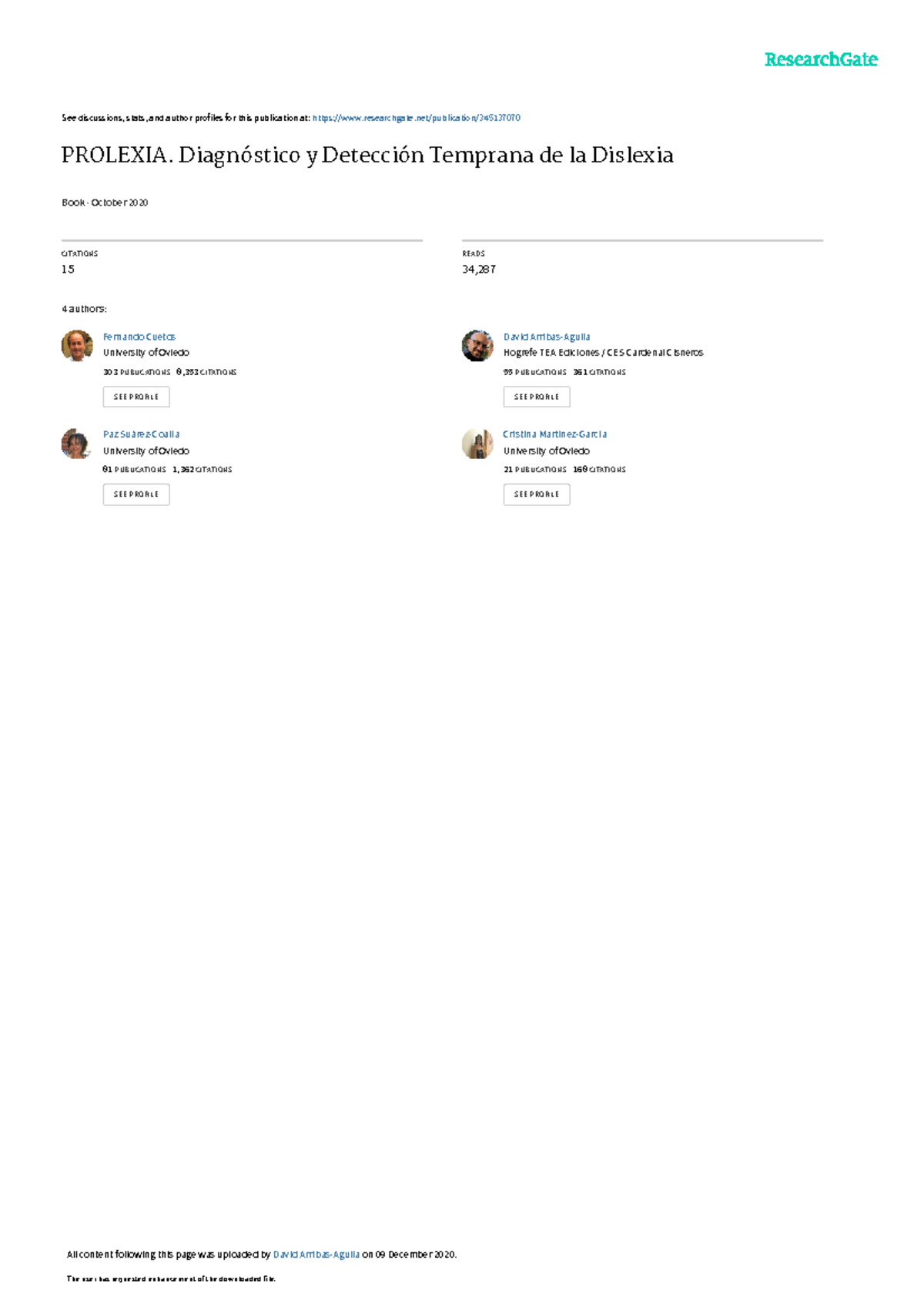 PROLEXIA: Guía para Diagnóstico y Detección de la Dislexia - Document Preview
