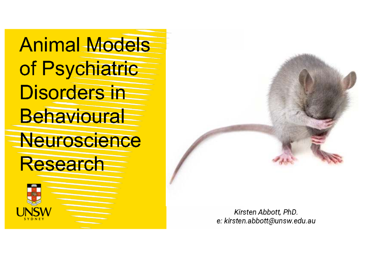 Animal Models of Psychiatric Disorders: Validity & Insights in ...