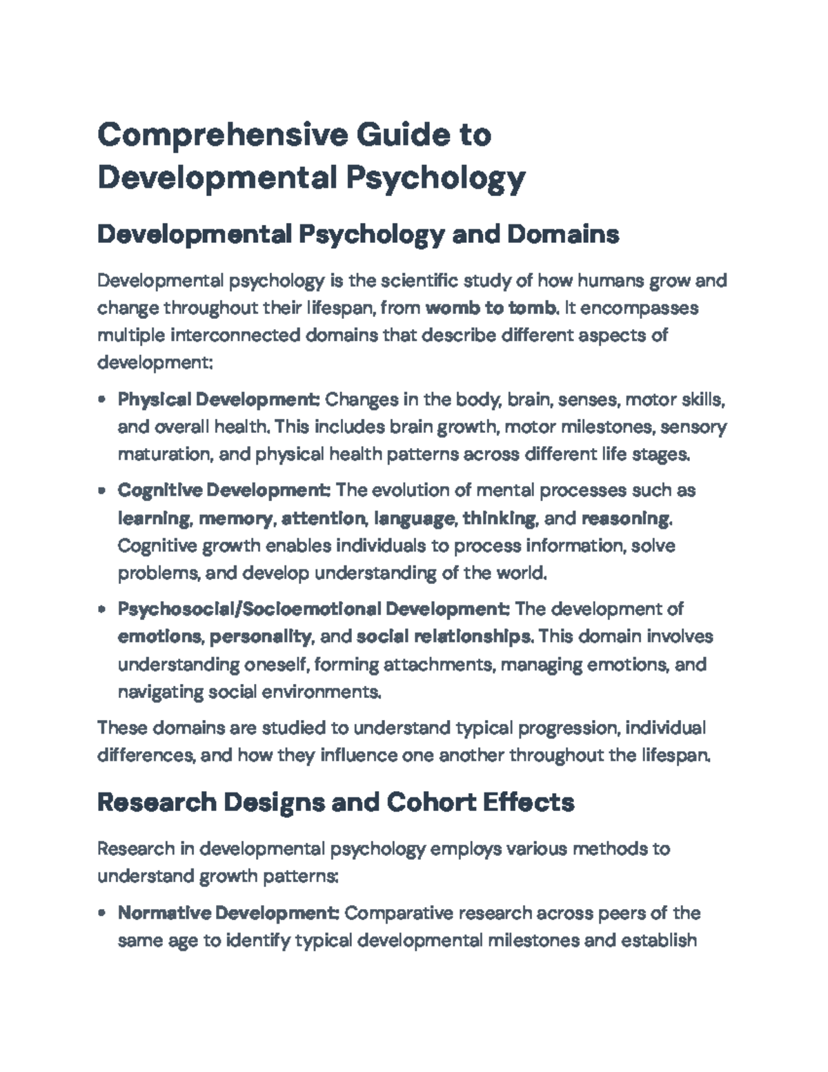 Comprehensive Overview of Developmental Psychology (PSY 101) - Studocu