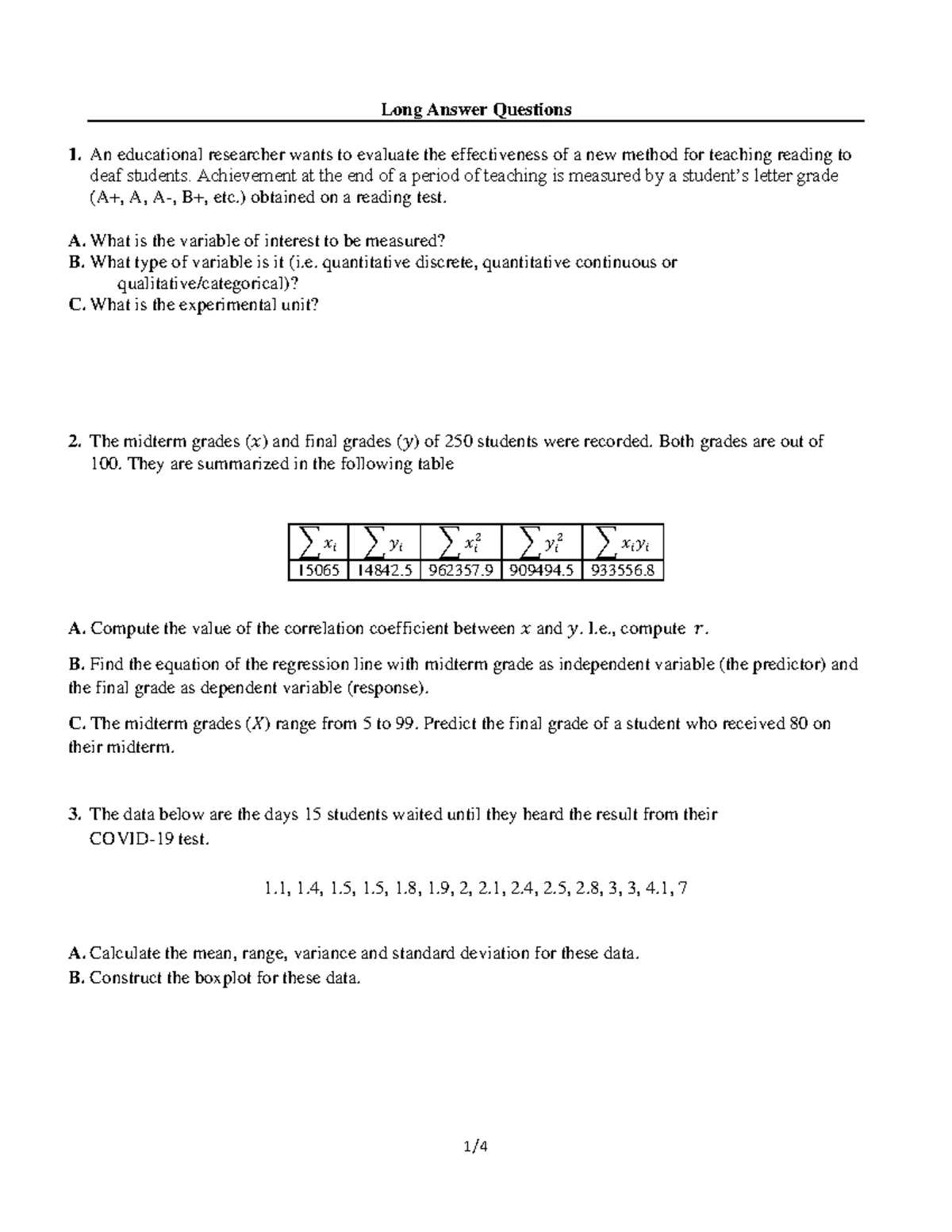 STAT 2507 & BIT 2000 - Final Exam Formula Sheet Review Guide - Studocu