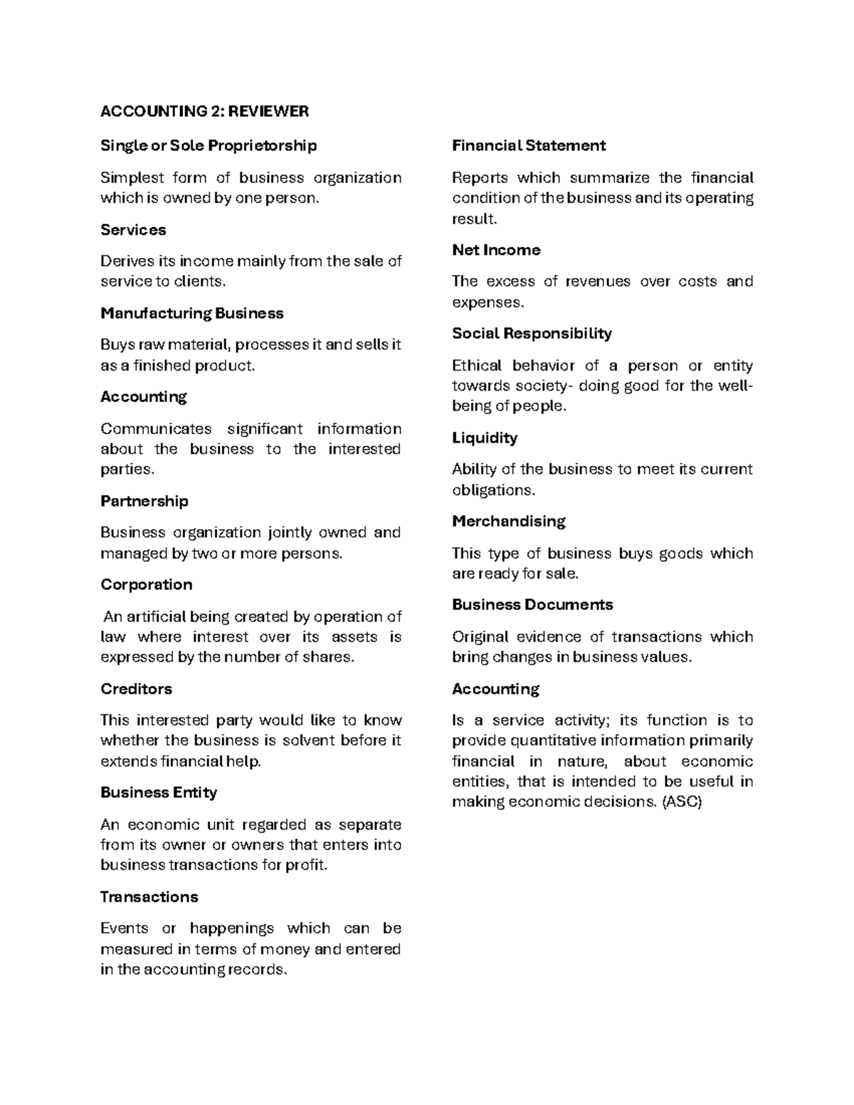 Accounting Reviewer - ACCOUNTING 2 : REVIEWER Single or Sole ...