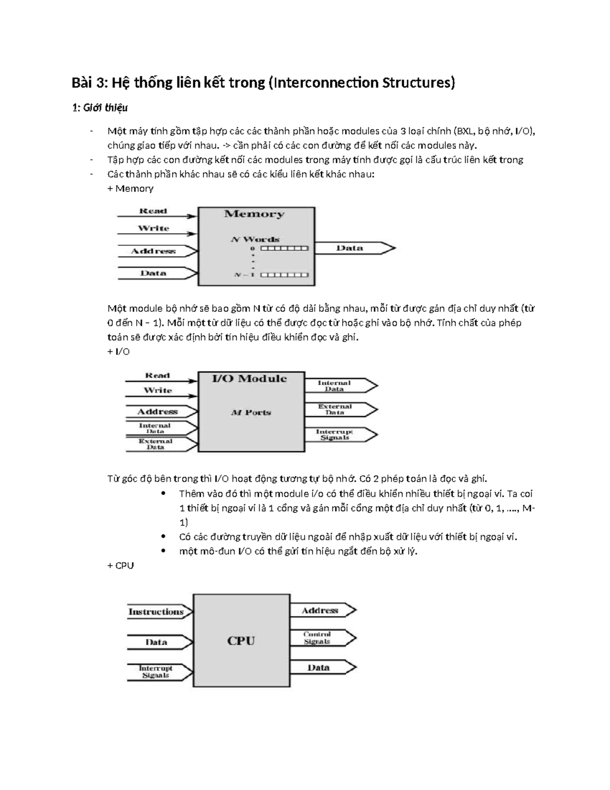 Bài 3: Cấu trúc liên kết trong máy tính (Interconnection Structures ...