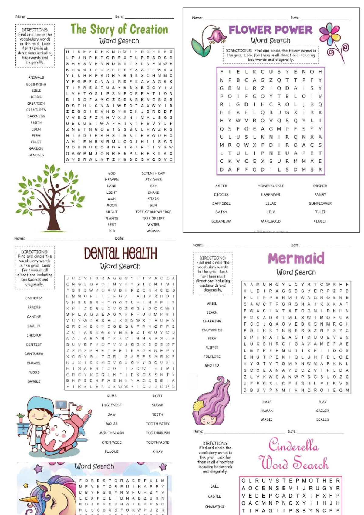 Word Search: The Story of Creation & Dental Health Vocabulary - Studocu