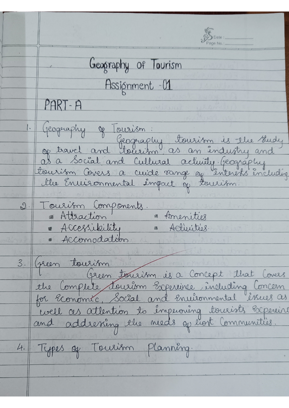 GOK.English notes - Geography of tourism - Date : Page No.: Geography ...