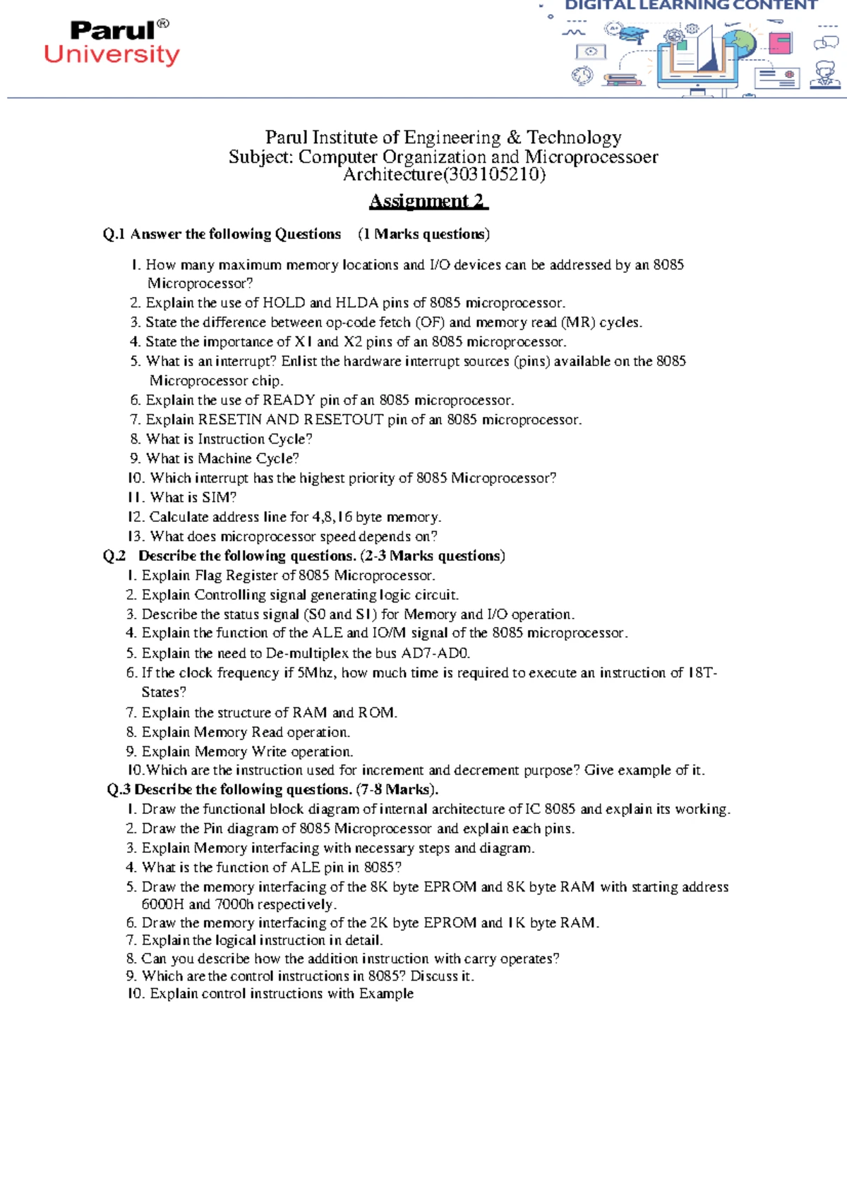 Computer Organization & Microprocessor Architecture (303105210 ...