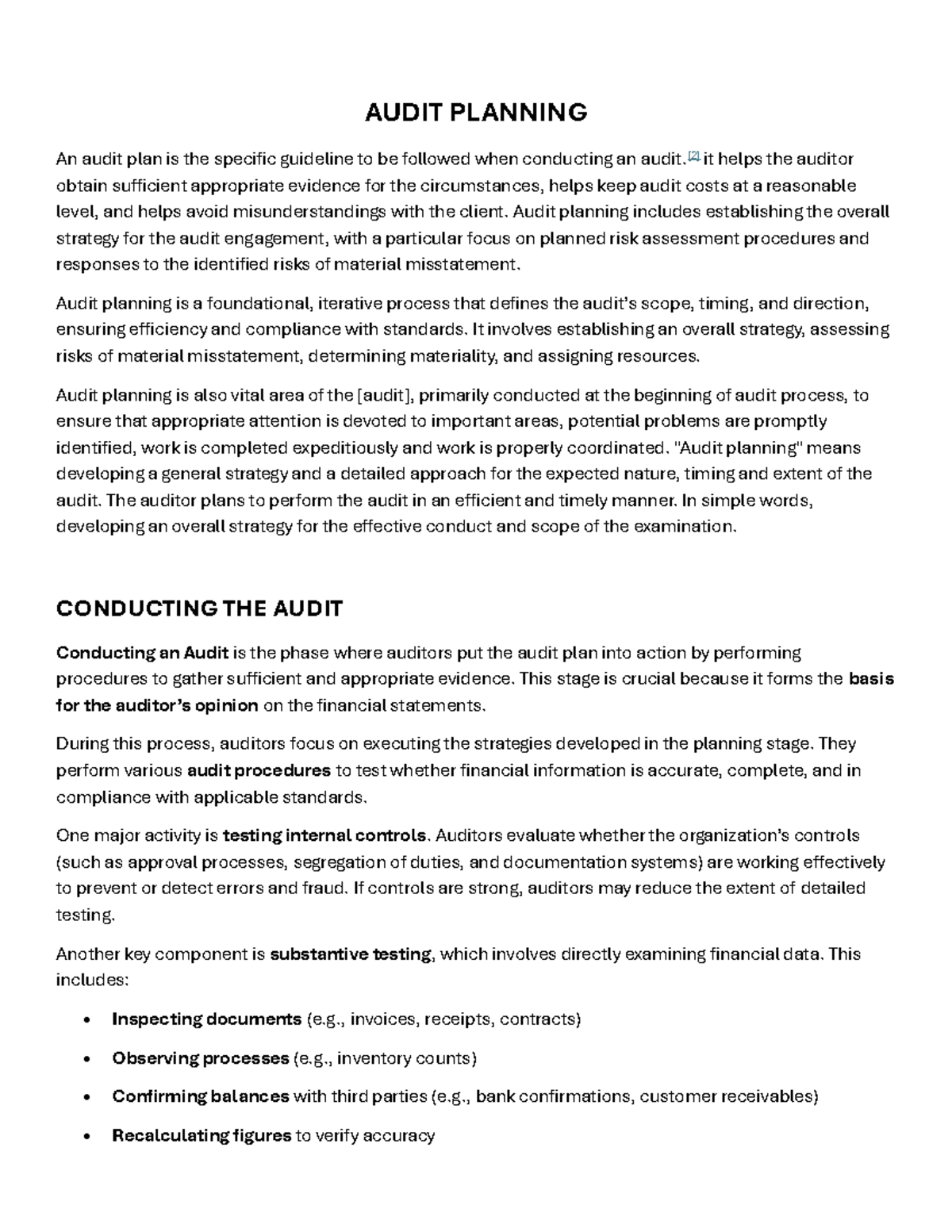AUDIT 101: Comprehensive Guide to Audit Planning and Execution - Studocu