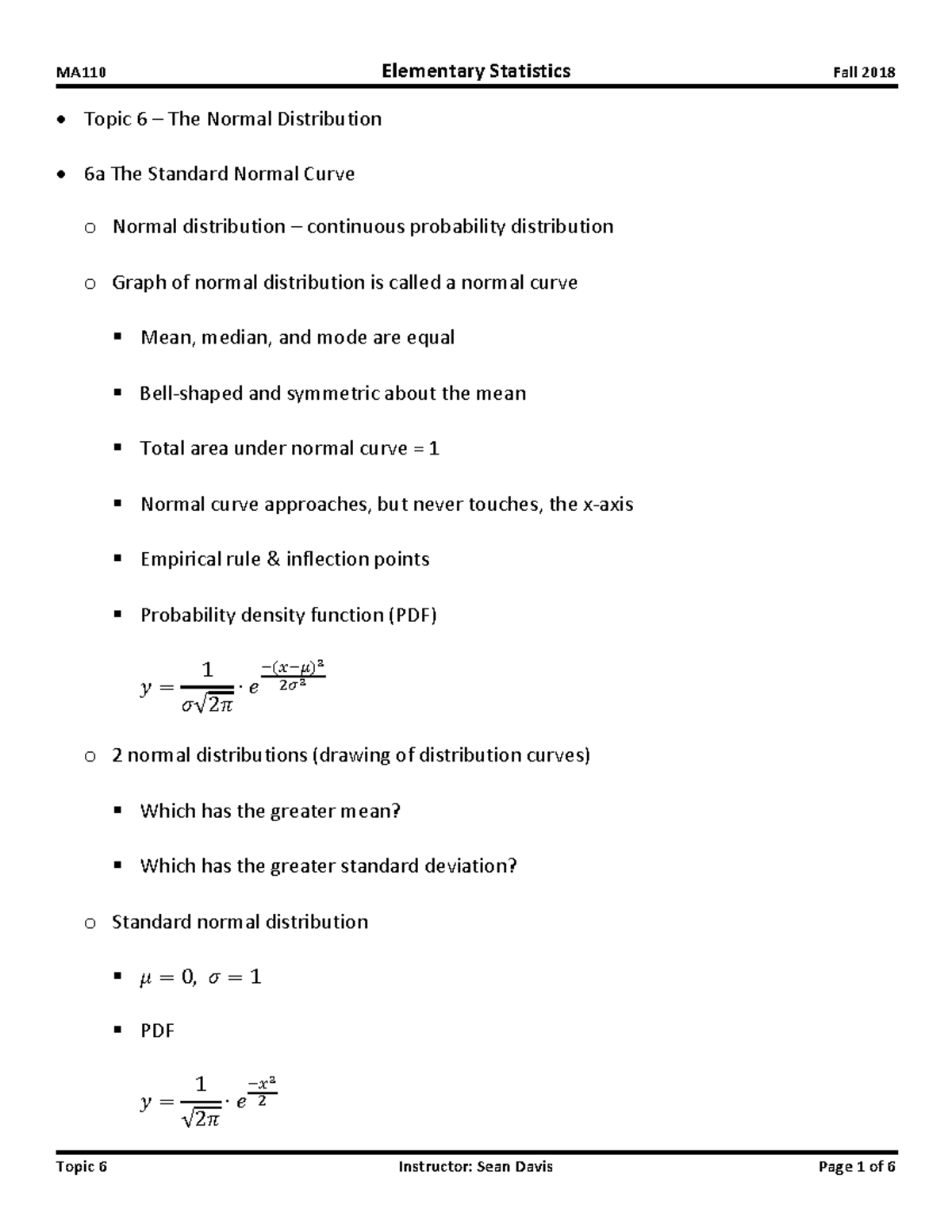 MA110 Final Exam Notes: Understanding Normal Distribution & CLT - Studocu