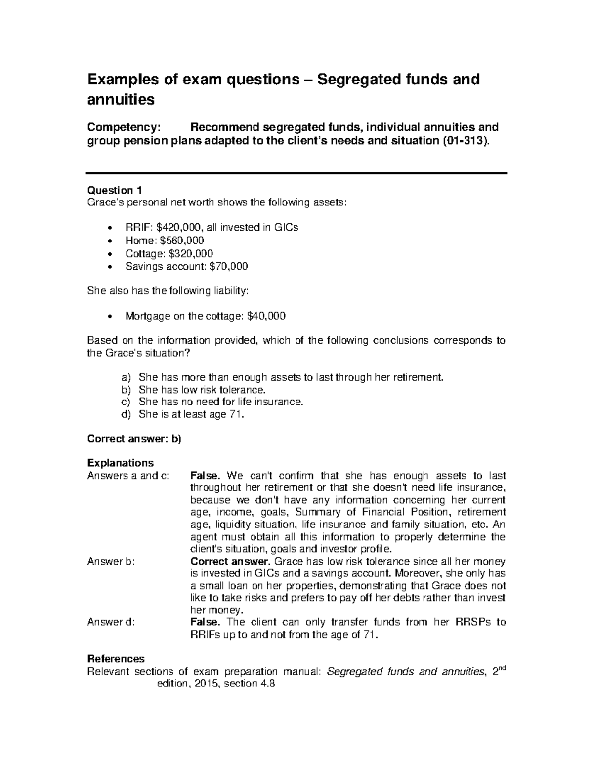 Seg Funds Exam Questions – Competency Evaluation (01-313) - Studocu