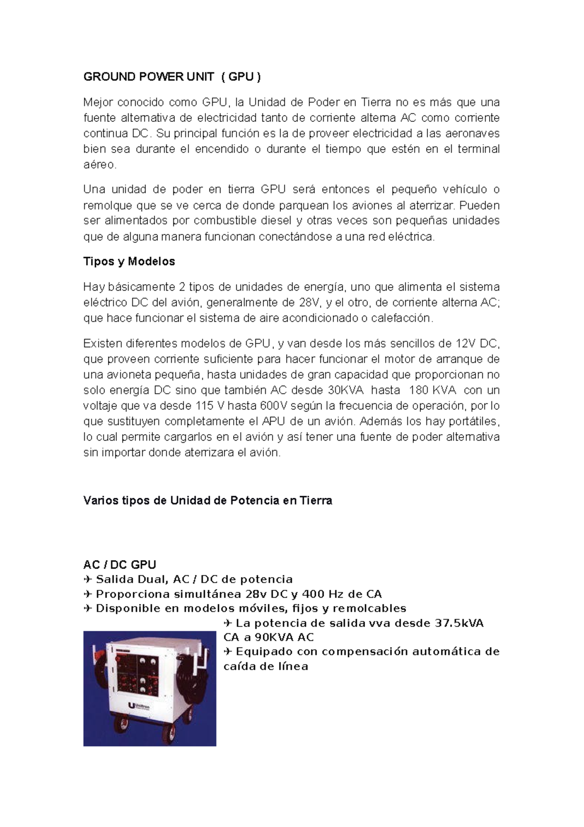 266560220 Ground Power Unit - GROUND POWER UNIT ( GPU ) Mejor conocido ...