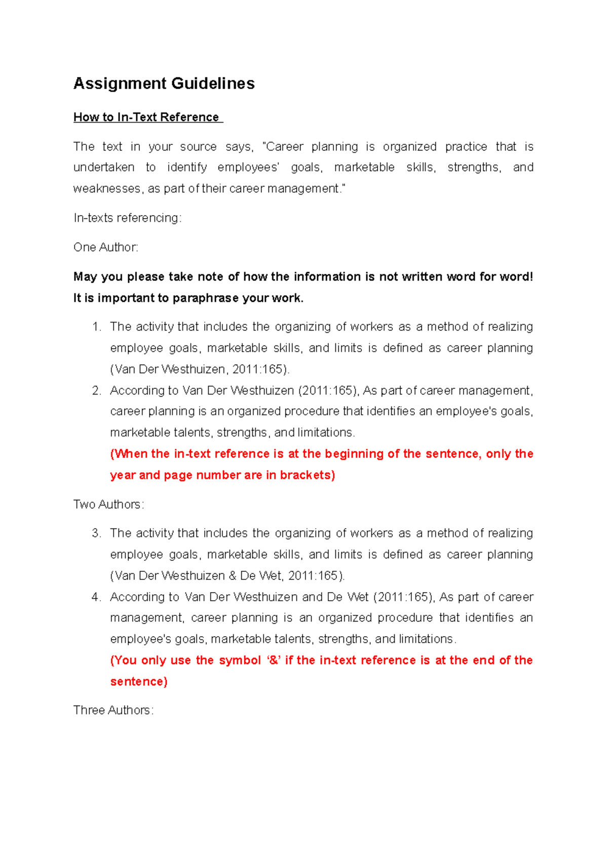 Guidelines for In-Text Referencing - Assignment Help - Studocu