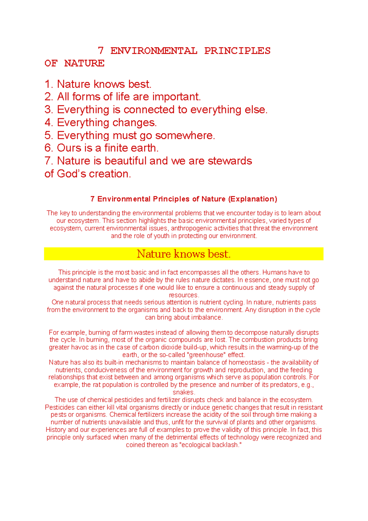 7 Environmental Principles of Nature: Understanding Ecosystems and ...