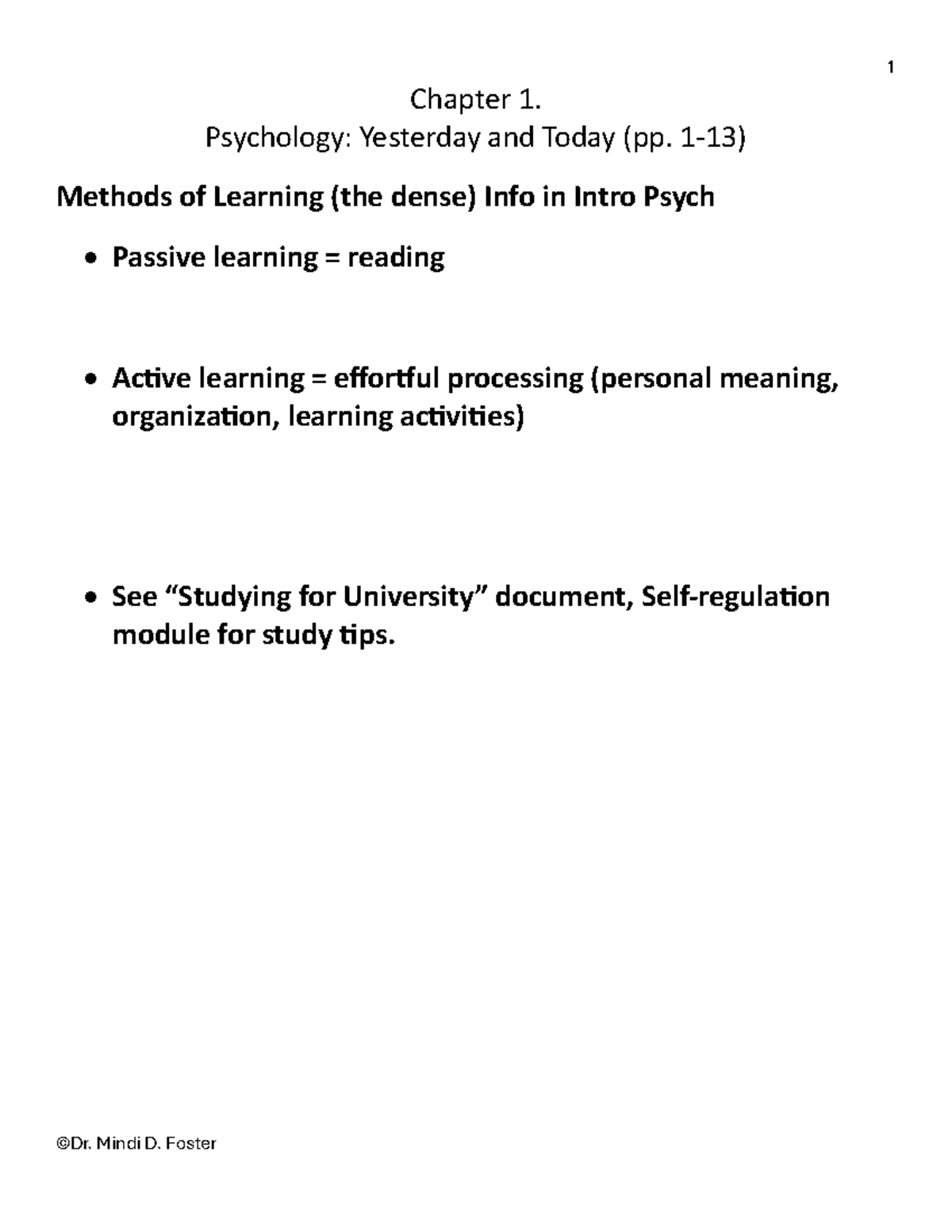 PSY101: Chapter 1 - Psychology: Yesterday and Today Notes - Studocu