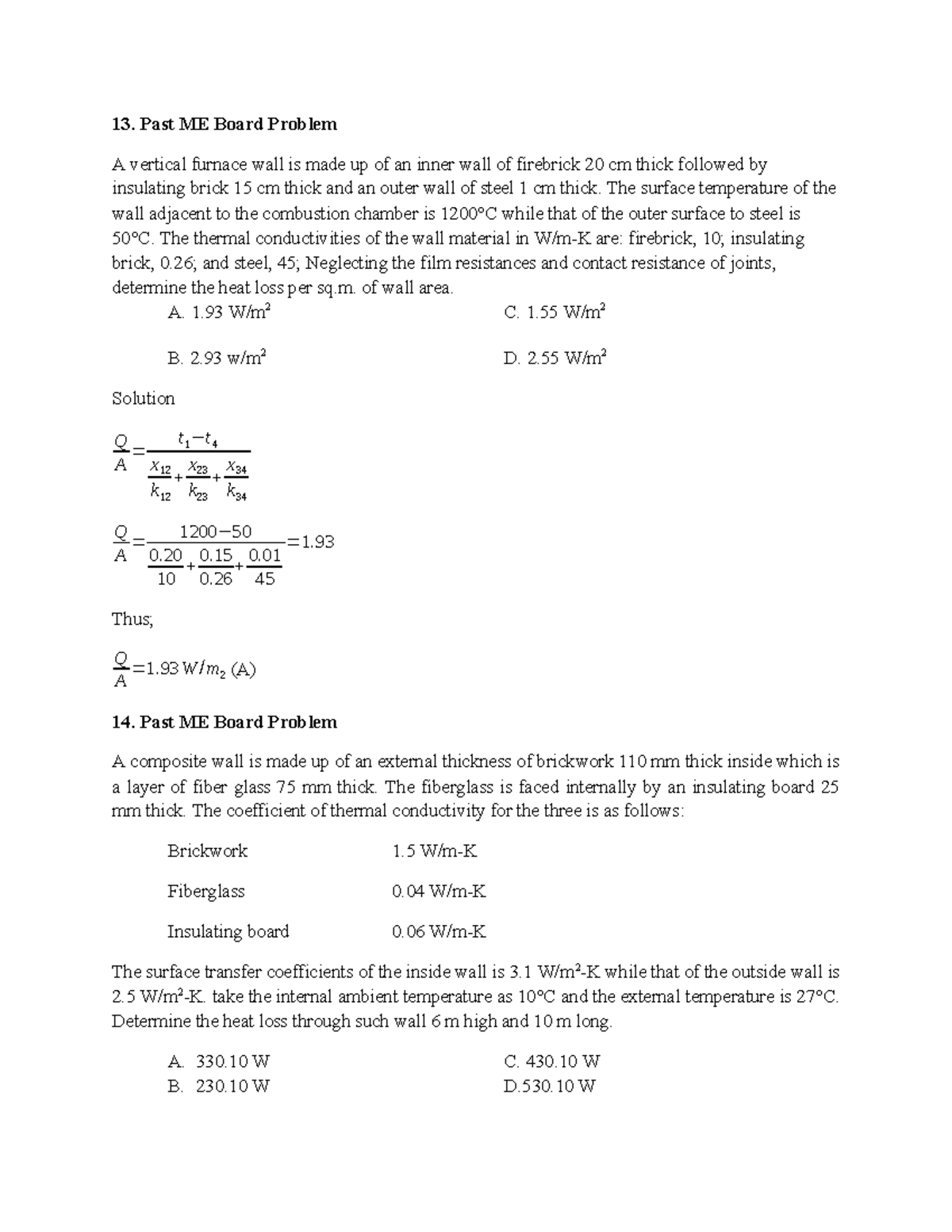 Heat Transfer Analysis of Composite Walls - ME 13 - Studocu