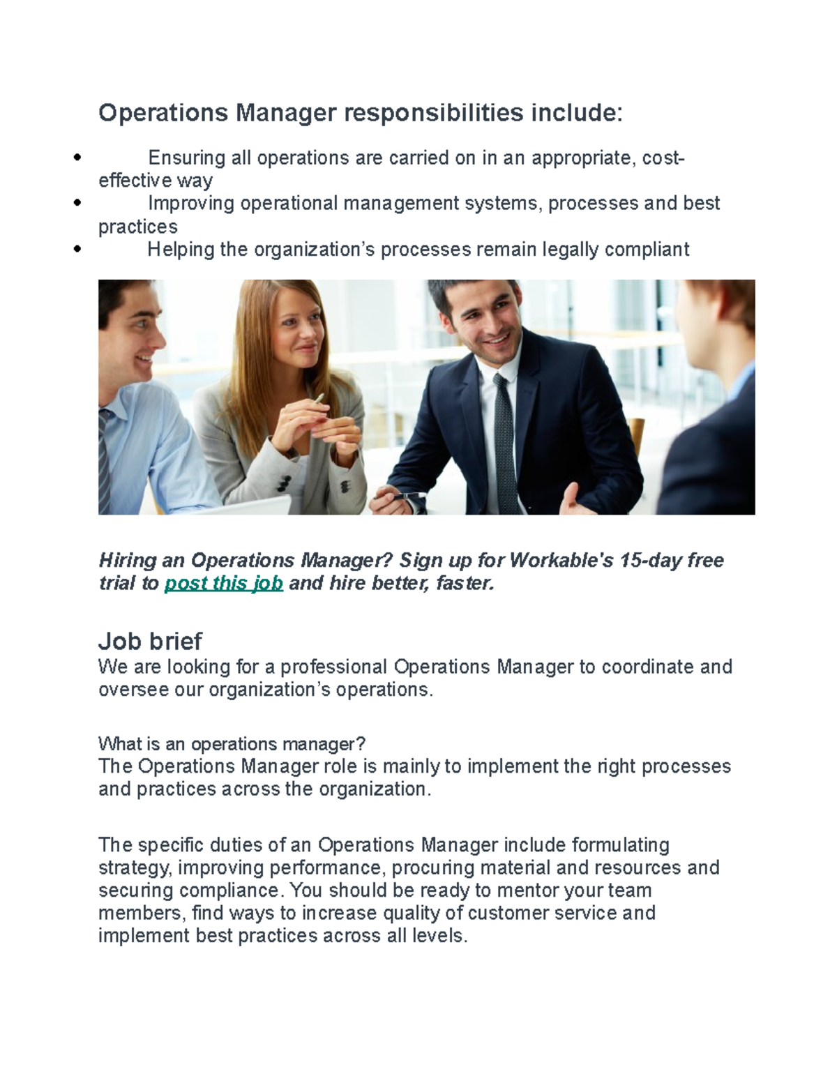 Operations Manager Role & Responsibilities Overview Guide - Studocu