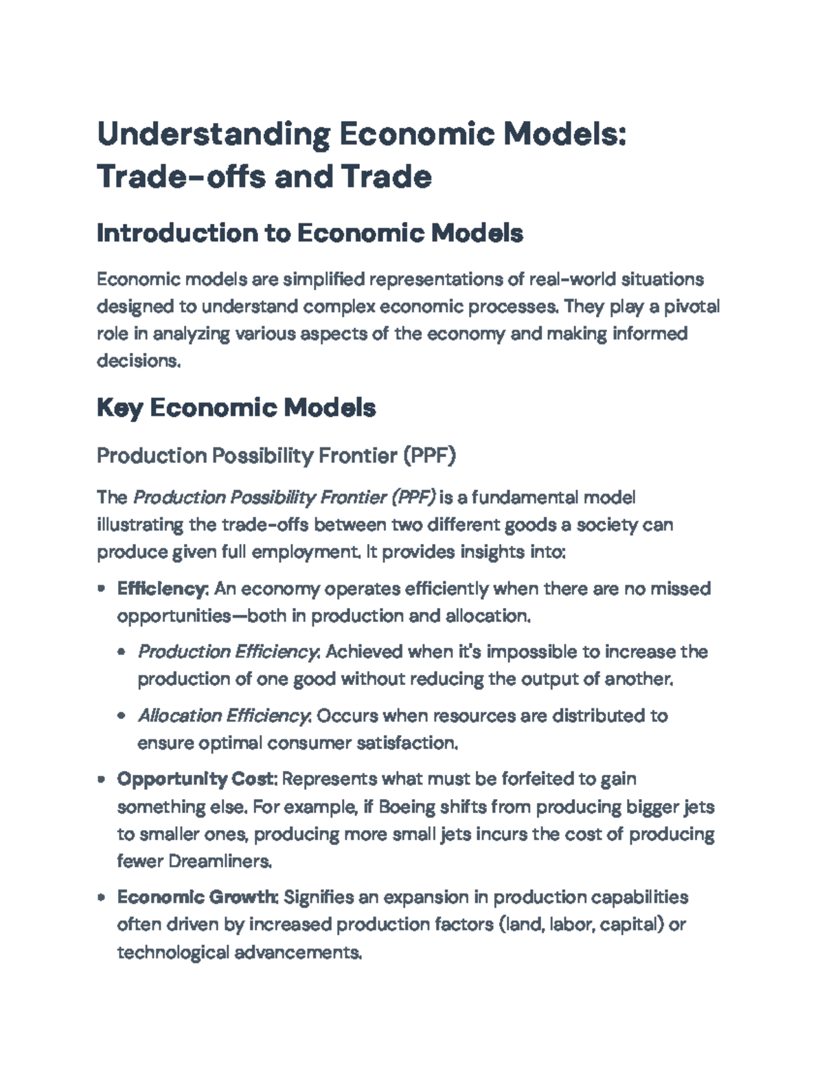 Economic Models: Trade-offs, Comparative Advantage & Growth - ECON101 ...