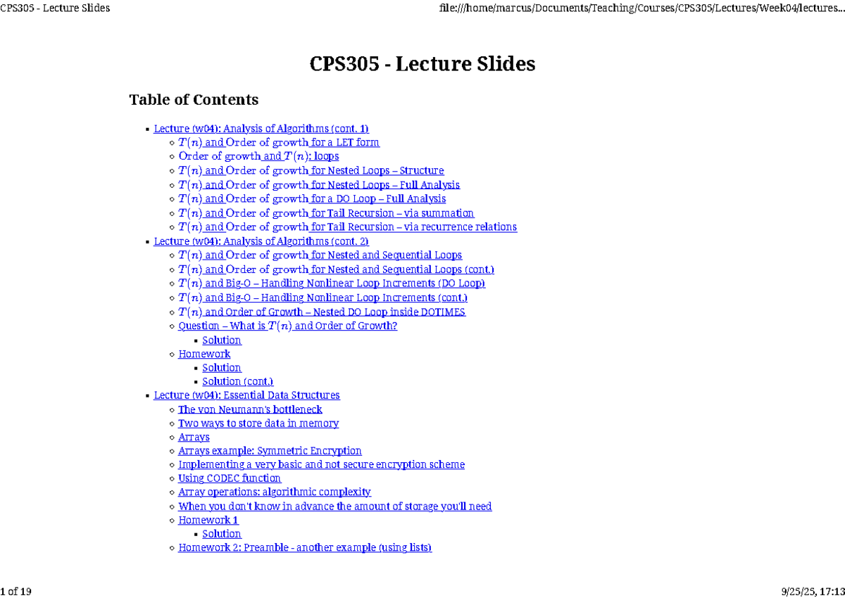 CPS305 Lecture Slides: Analysis of Algorithms and Data Structures - Studocu